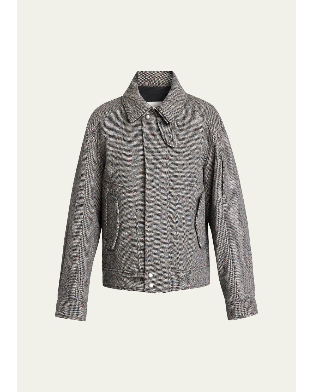 Men'S Tweed Wool Full-Zip Jacket
