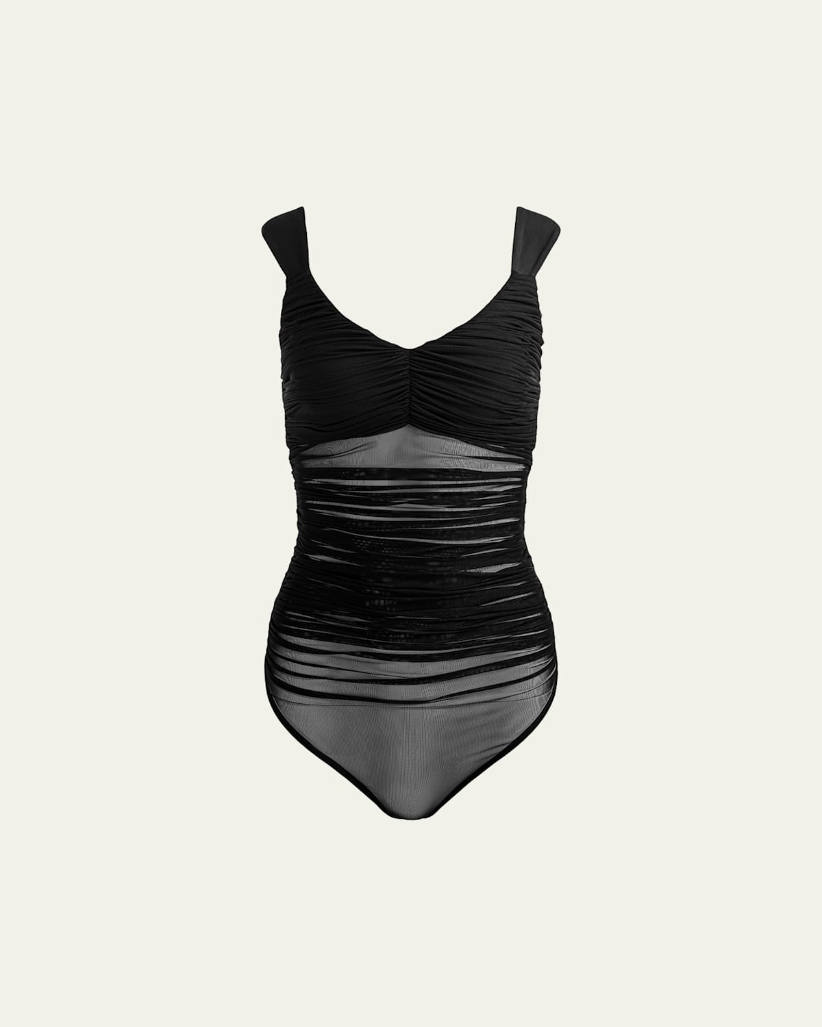Alice And Olivia Renee Sheer Mesh Bodysuit In Black