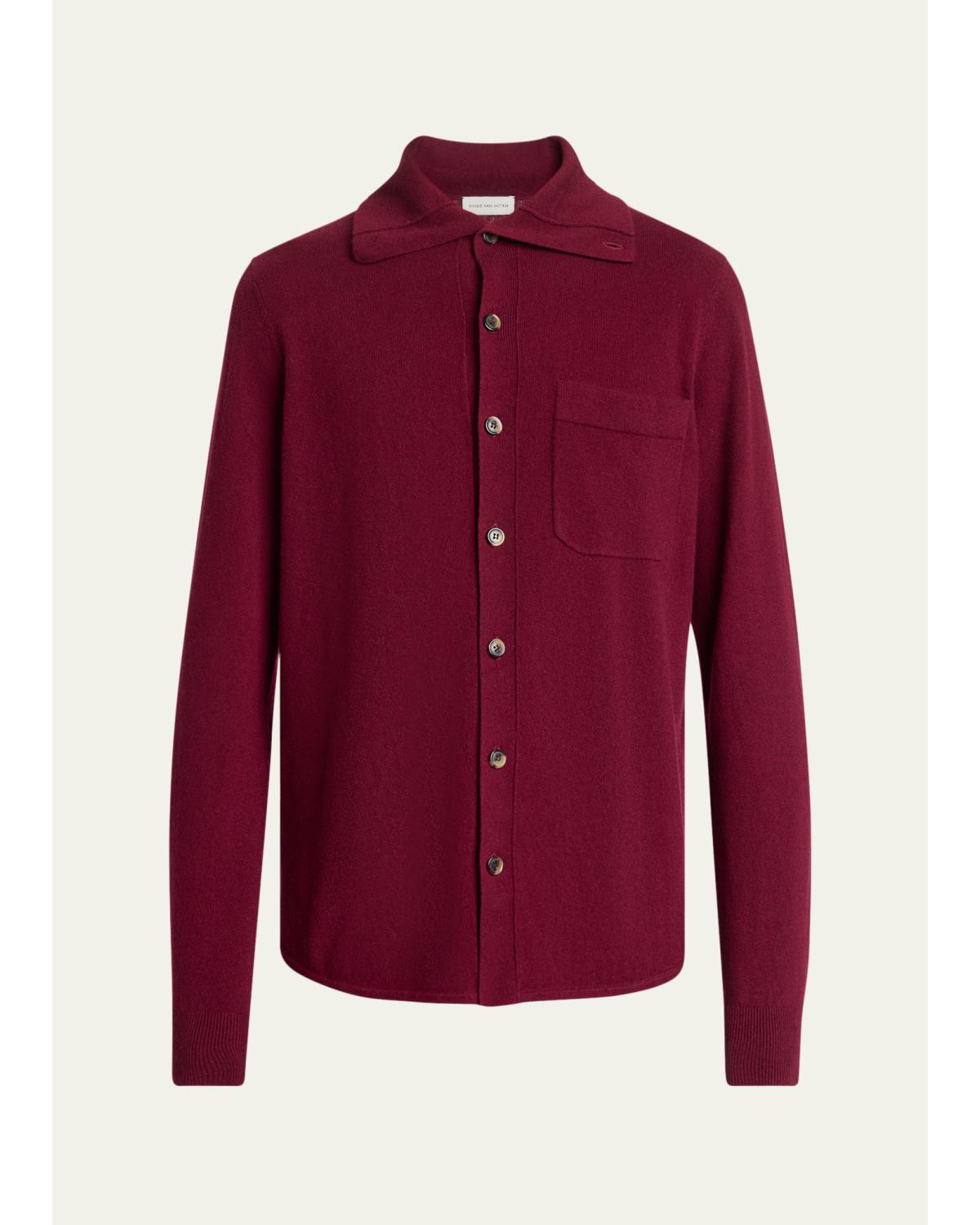 Men'S Cashmere Knit Button-Down Shirt