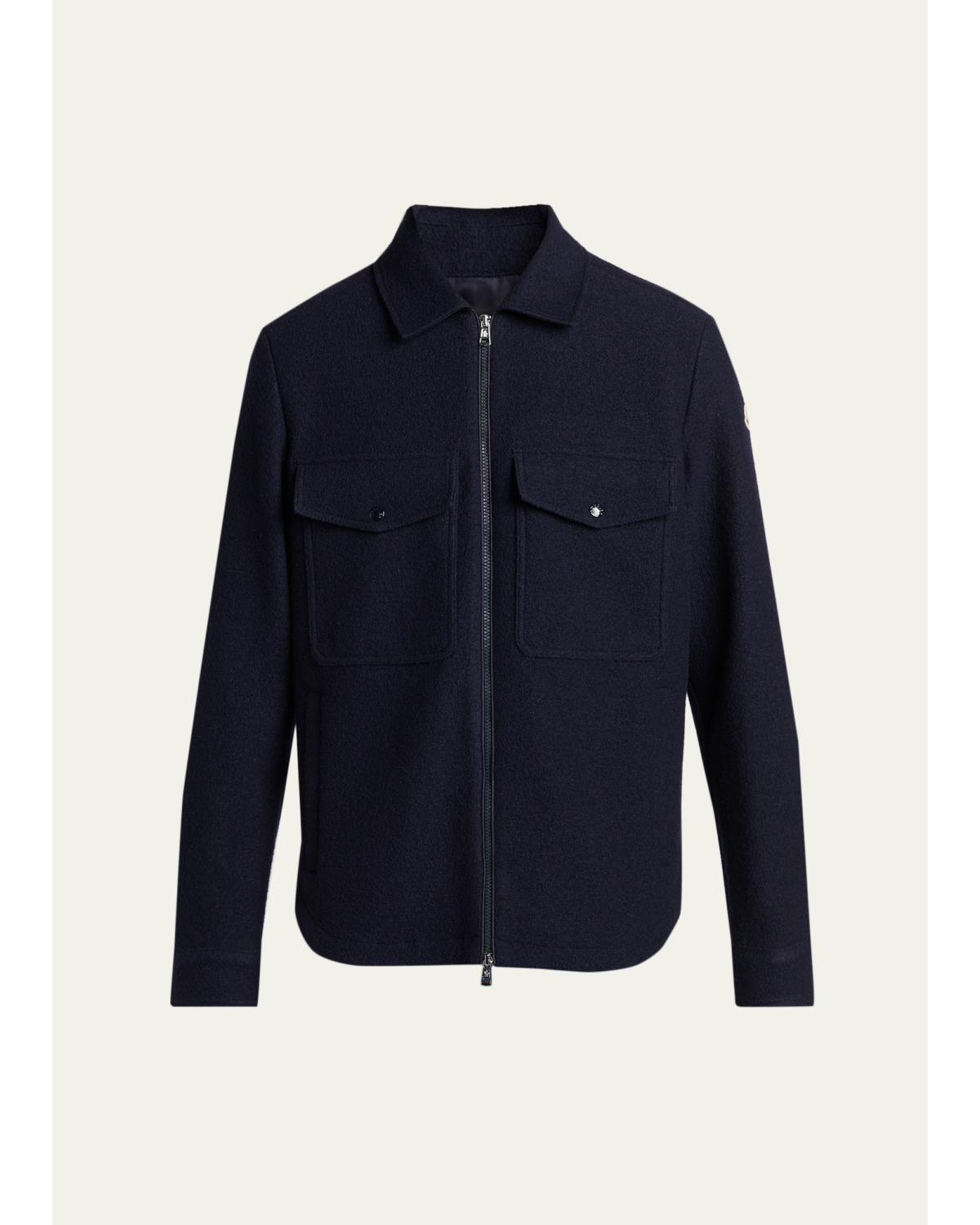 Men'S Wool-Blend Flap Pocket Shirt Jacket