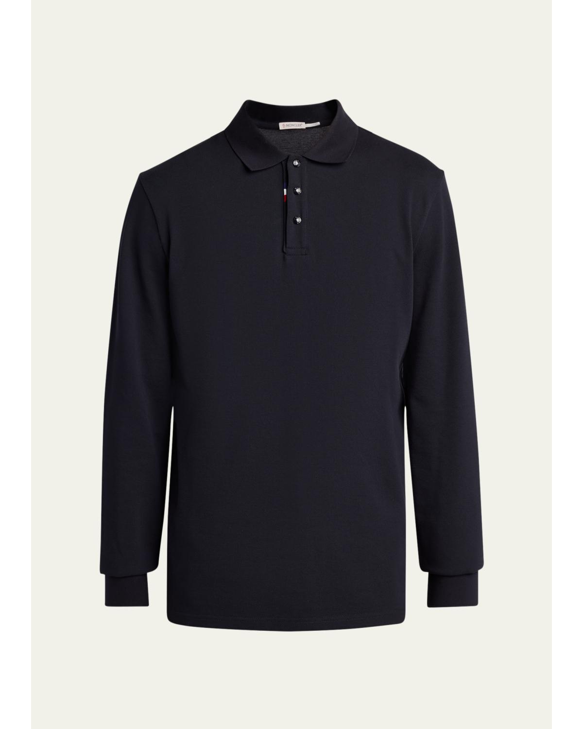 Men'S Archivio Cotton Long-Sleeve Polo Shirt