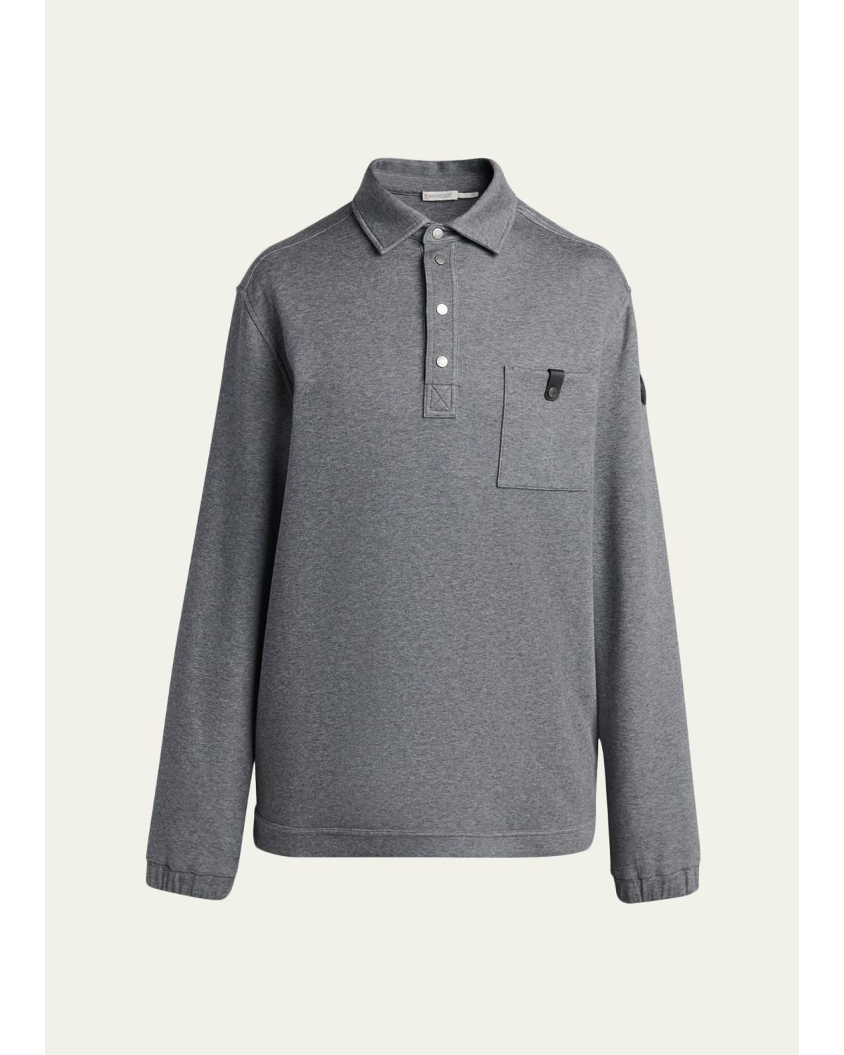 Men'S Leather-Trimmed Polo Sweatshirt