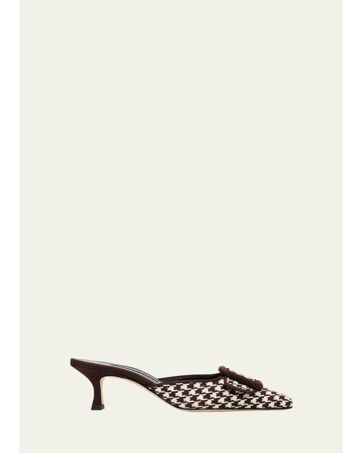 50Mm Maysalebi Houndstooth Mule Pumps