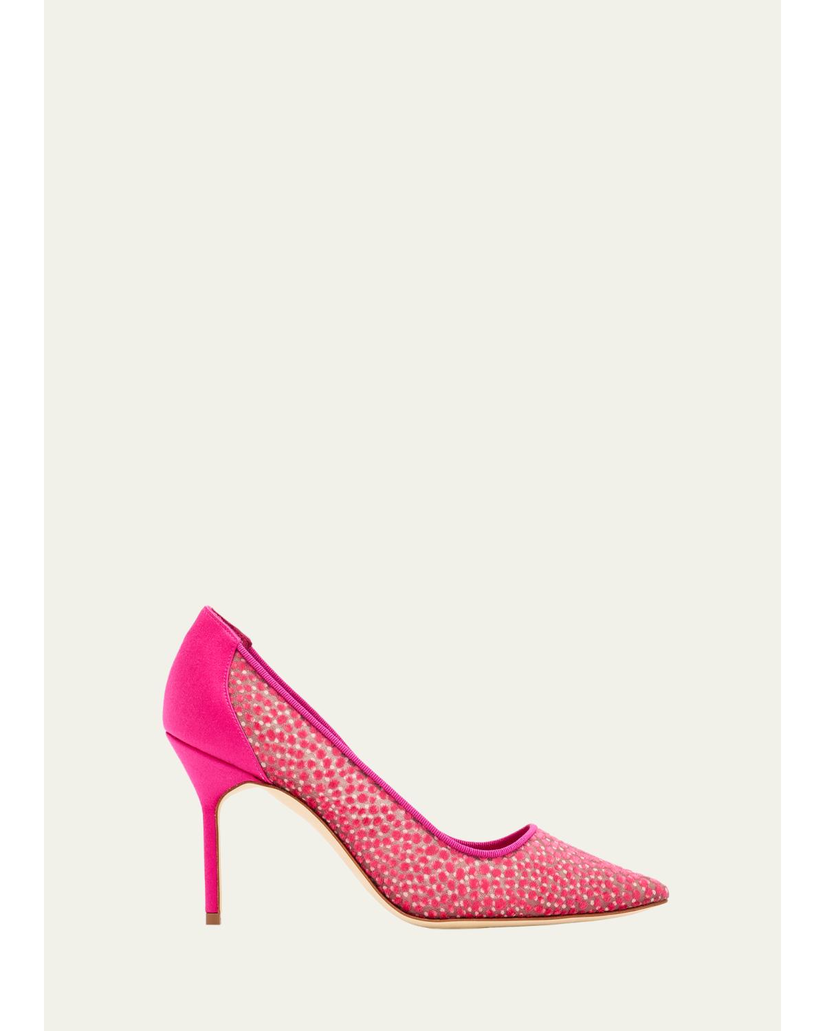 90mm BBLA Flocked Polka Dot Tulle Pumps