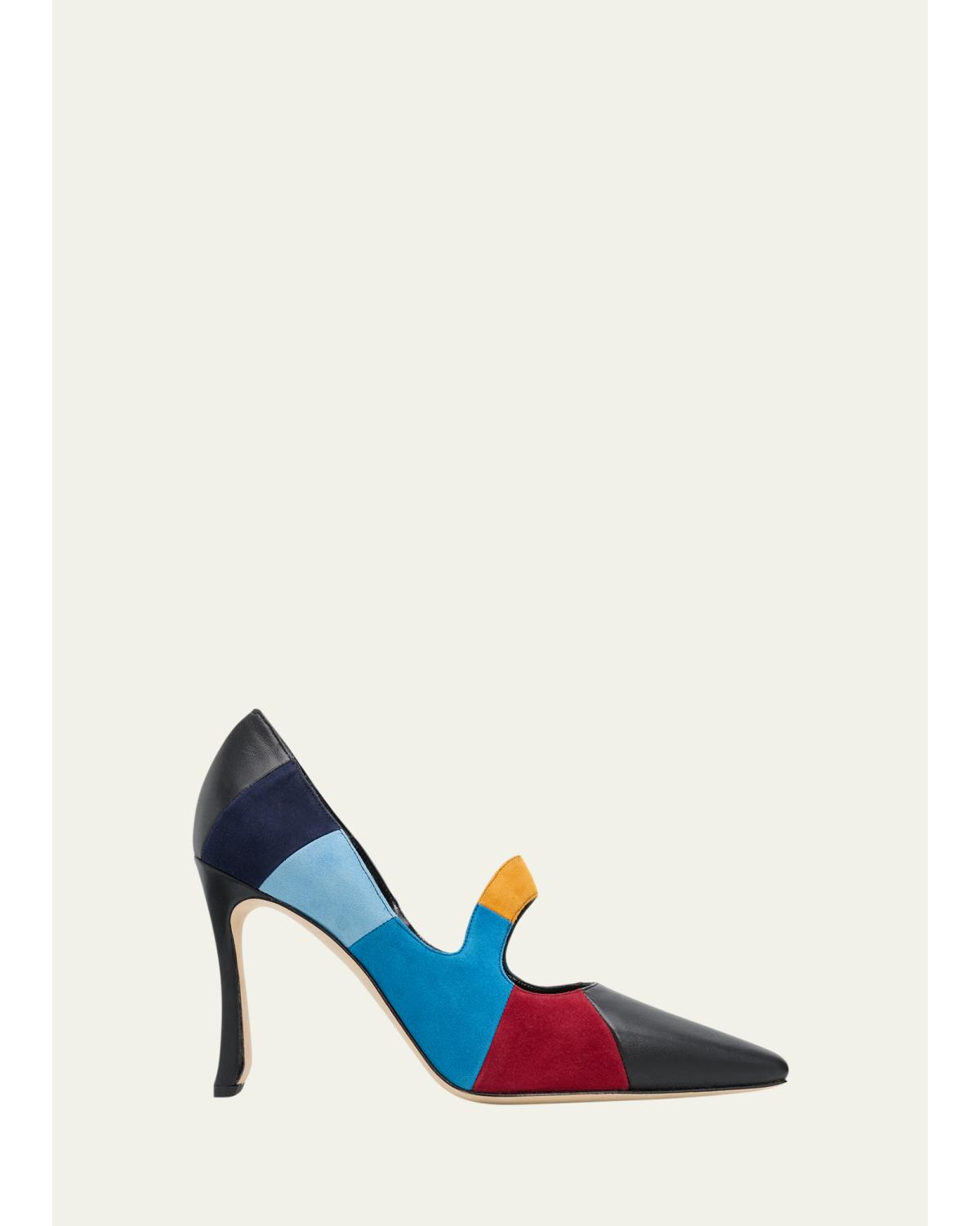 105mm Difusa Colorblock Mixed Leather Pumps