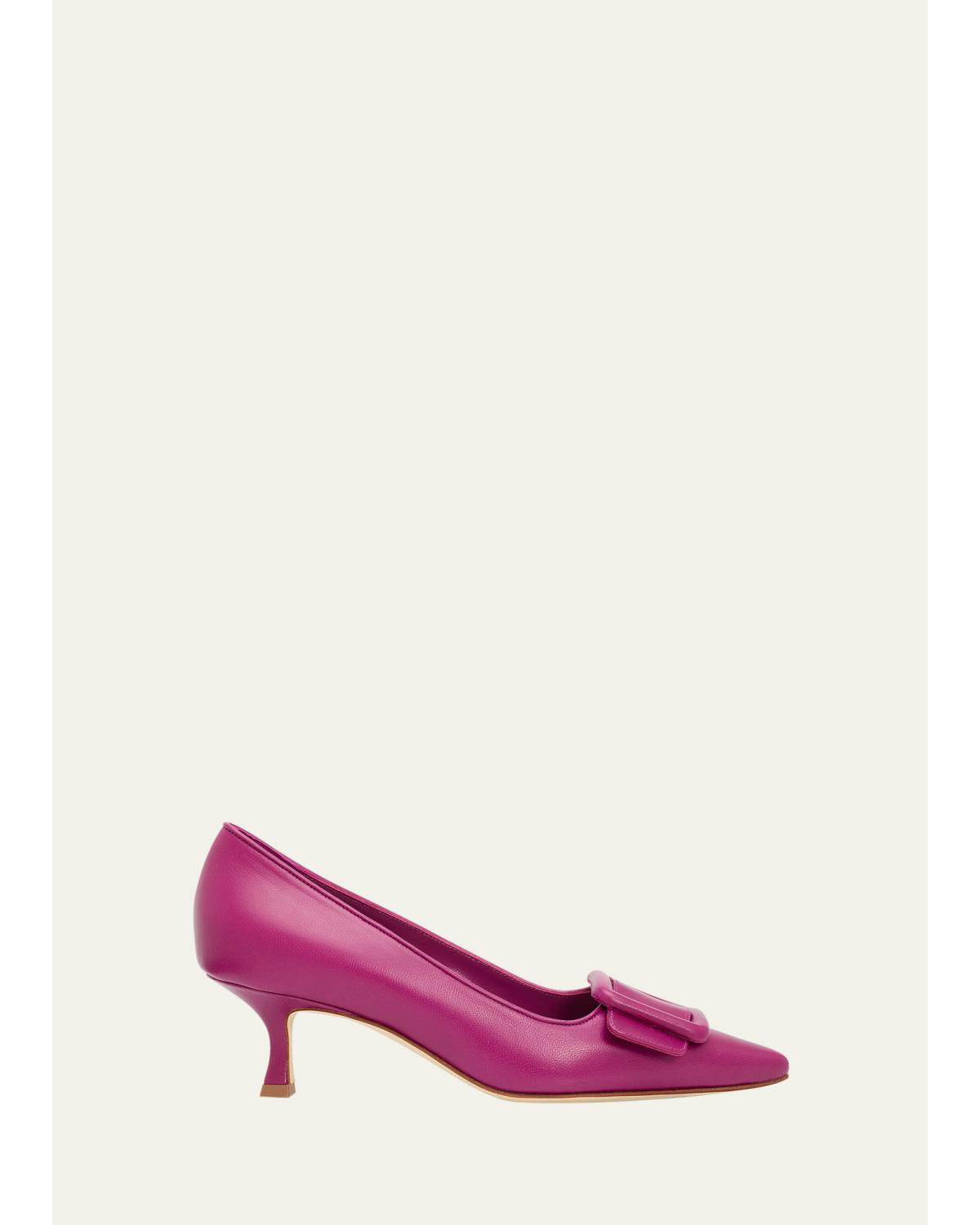 50Mm Maysale Leather Buckle Pumps