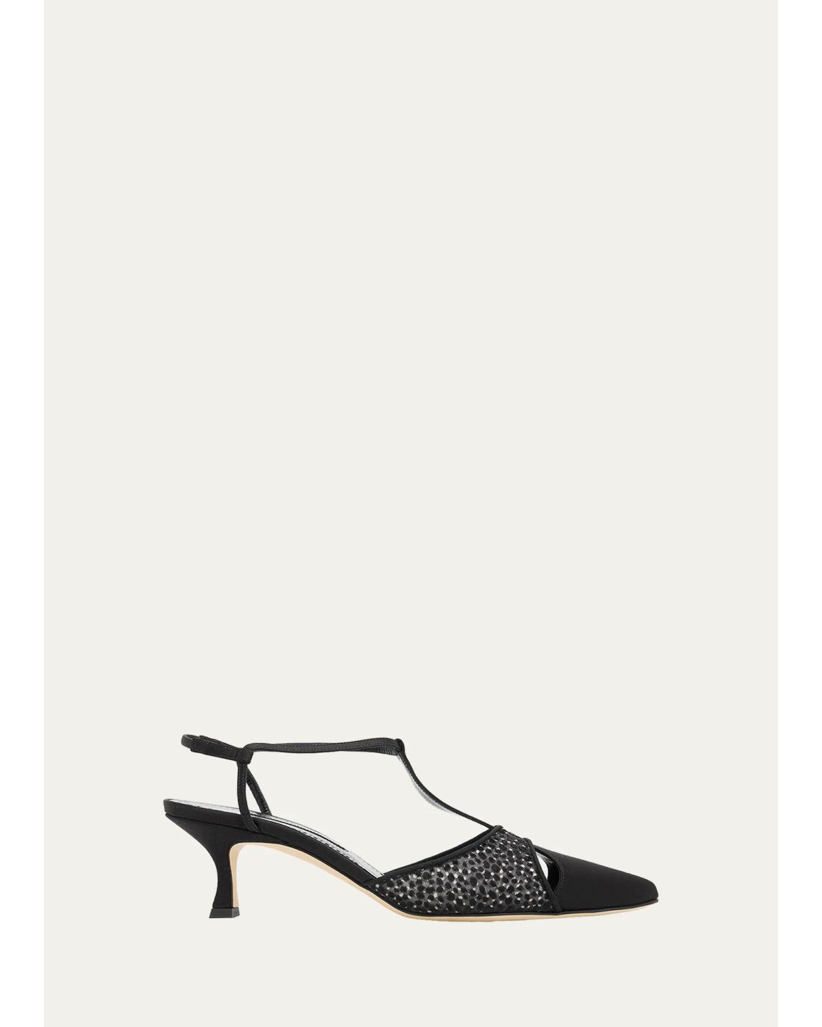 50Mm Turgimodla Laser-Cut Suede T-Strap Pumps