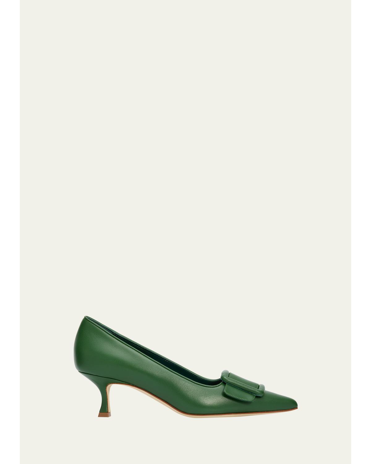 50Mm Maysale Leather Buckle Pumps