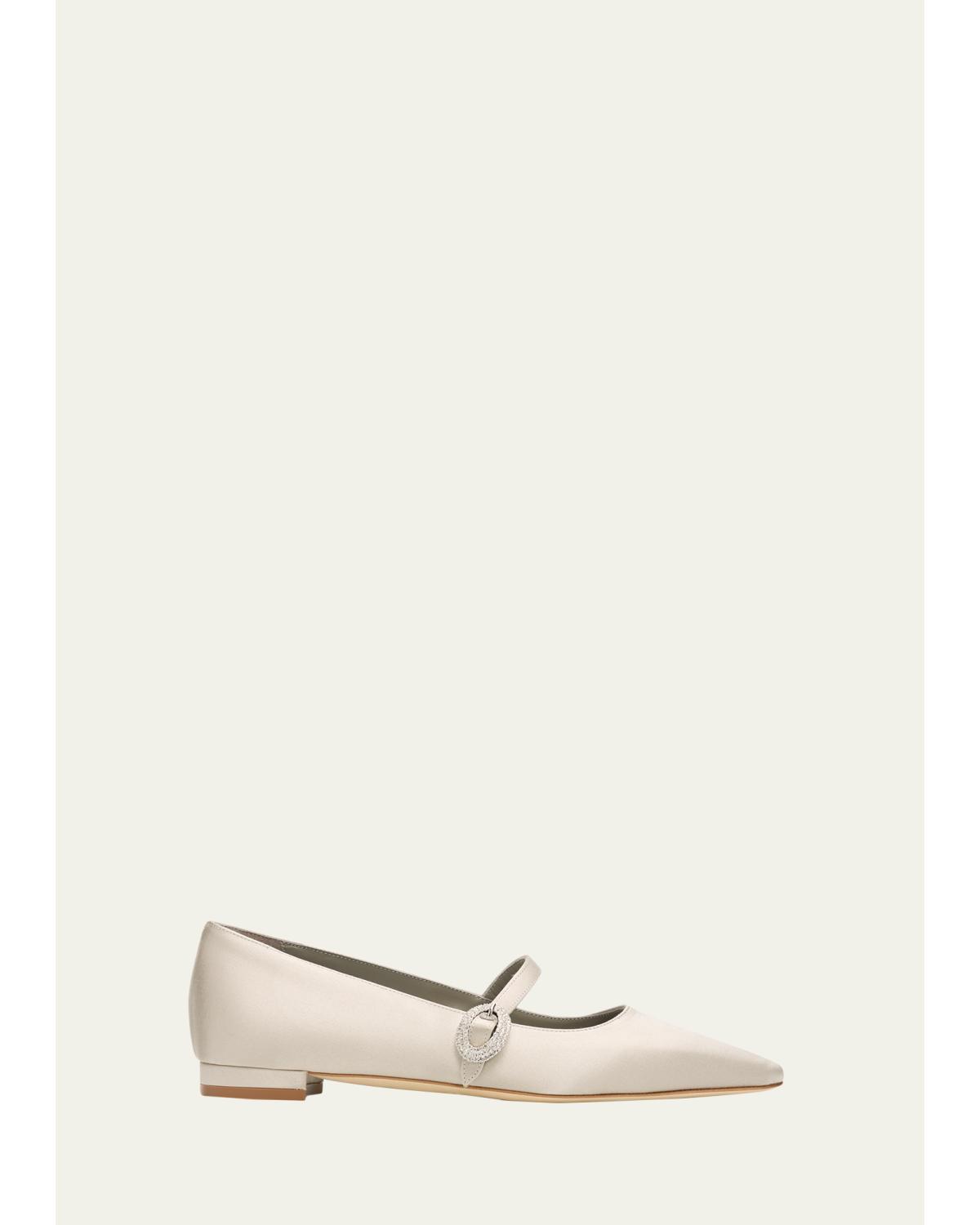 Auluspla Satin Embellished Mary Jane Ballerina Flats