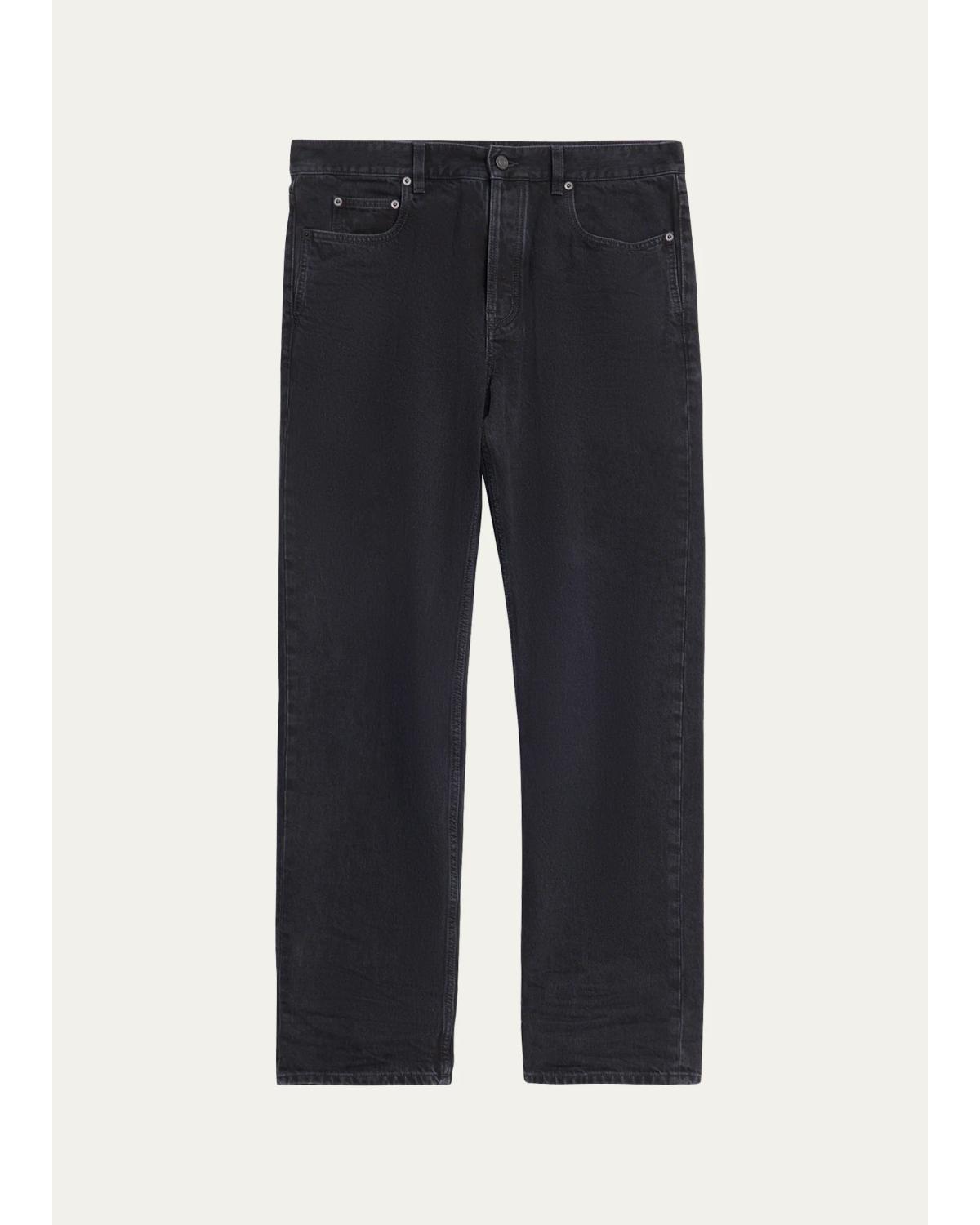 Men'S Relaxed Straight-Leg Black Denim Jeans