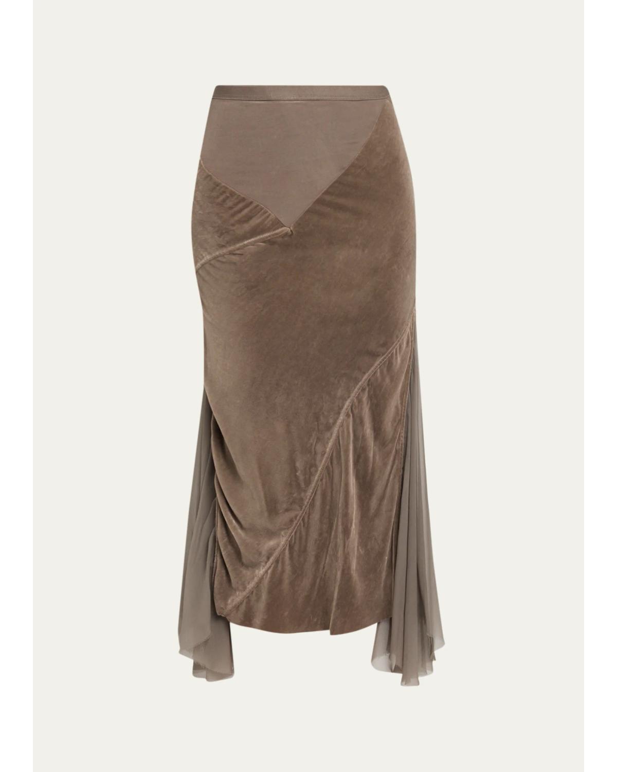 Mixed-Media Sliced Patchwork Midi