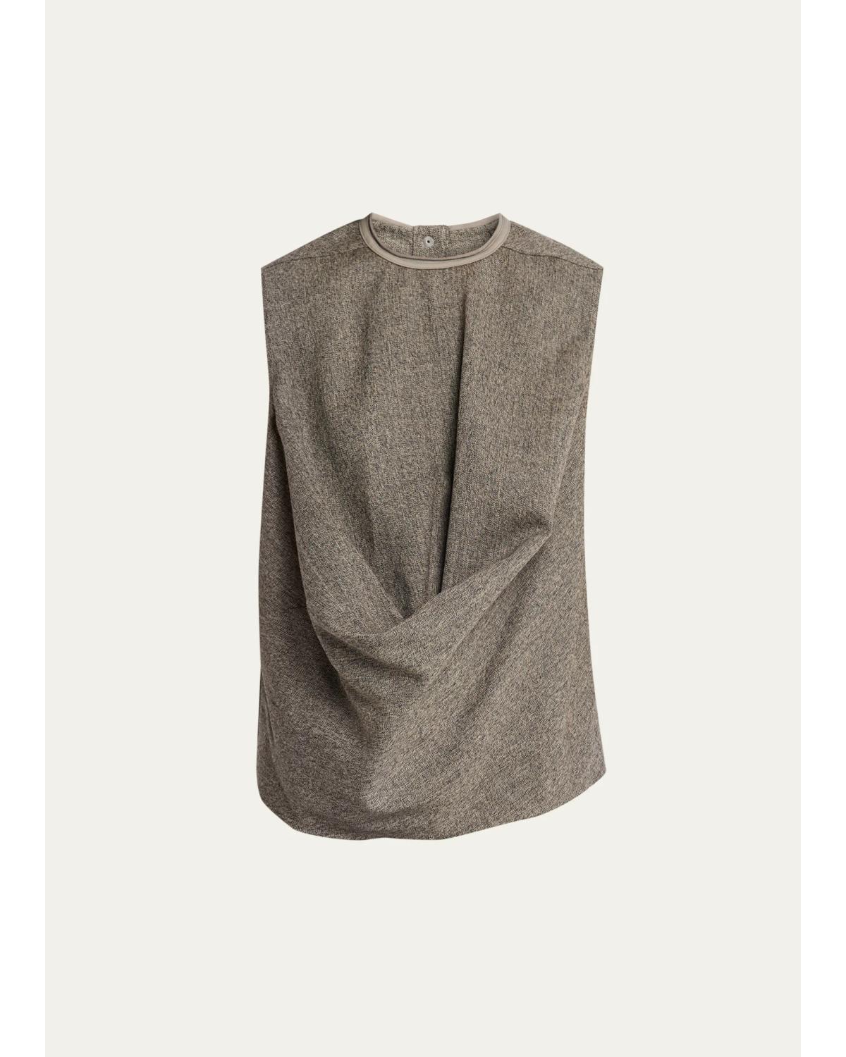 Subhuman Draped Melange Wool Sleeveless Top