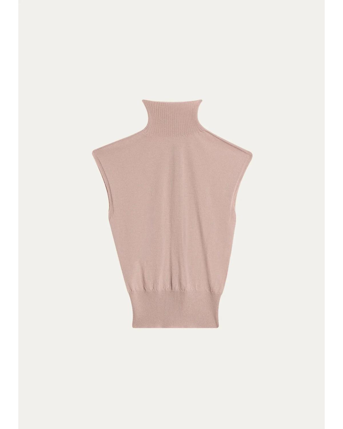 Turtleneck Fine Wool Knit Tank Top