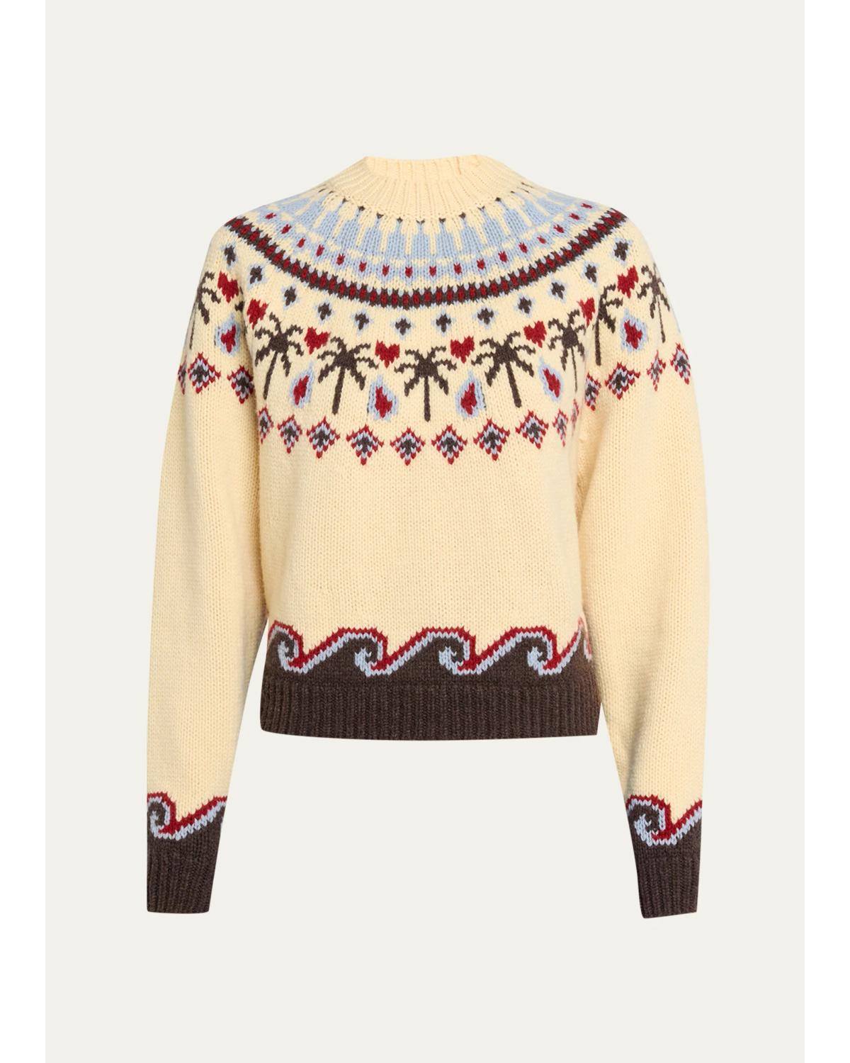 Sweet Winter Fair-Isle Wool Knit Crewneck Sweater