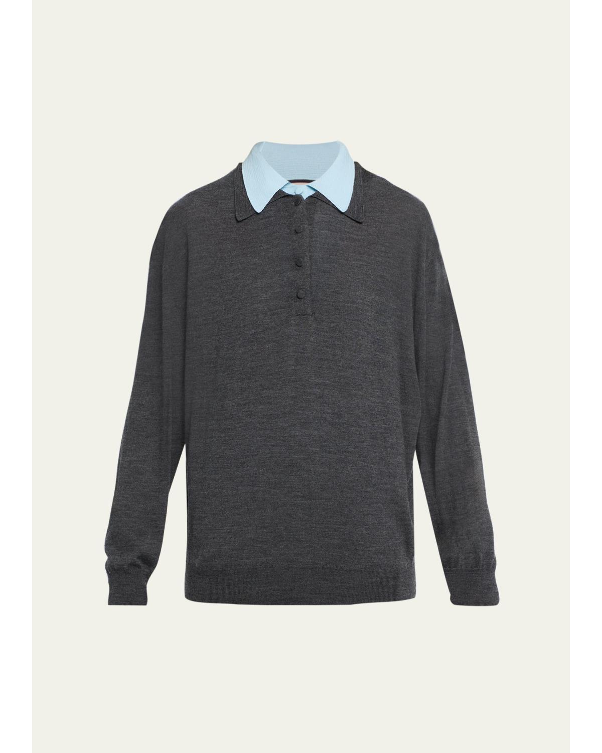 Wool-Cashmere Double Collar Polo