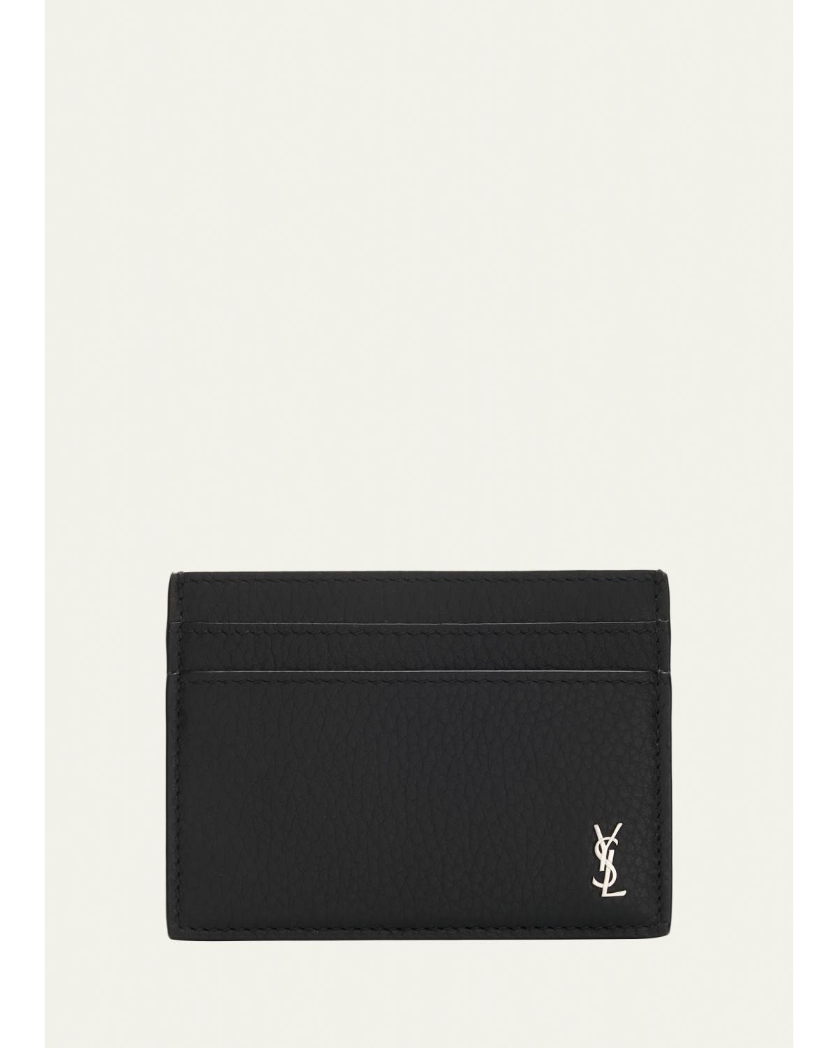 Men's Tiny Cassandre YSL Card Holder in Leather