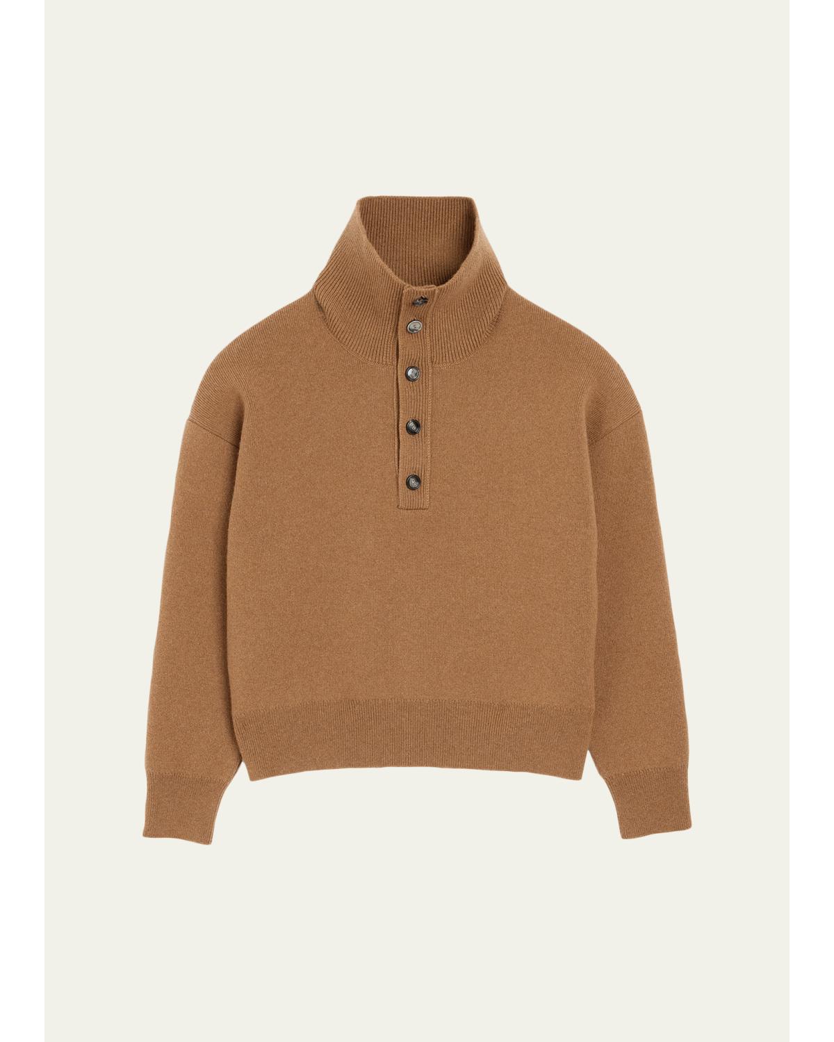 Men'S Compact Wool Turtleneck Henley Sweater