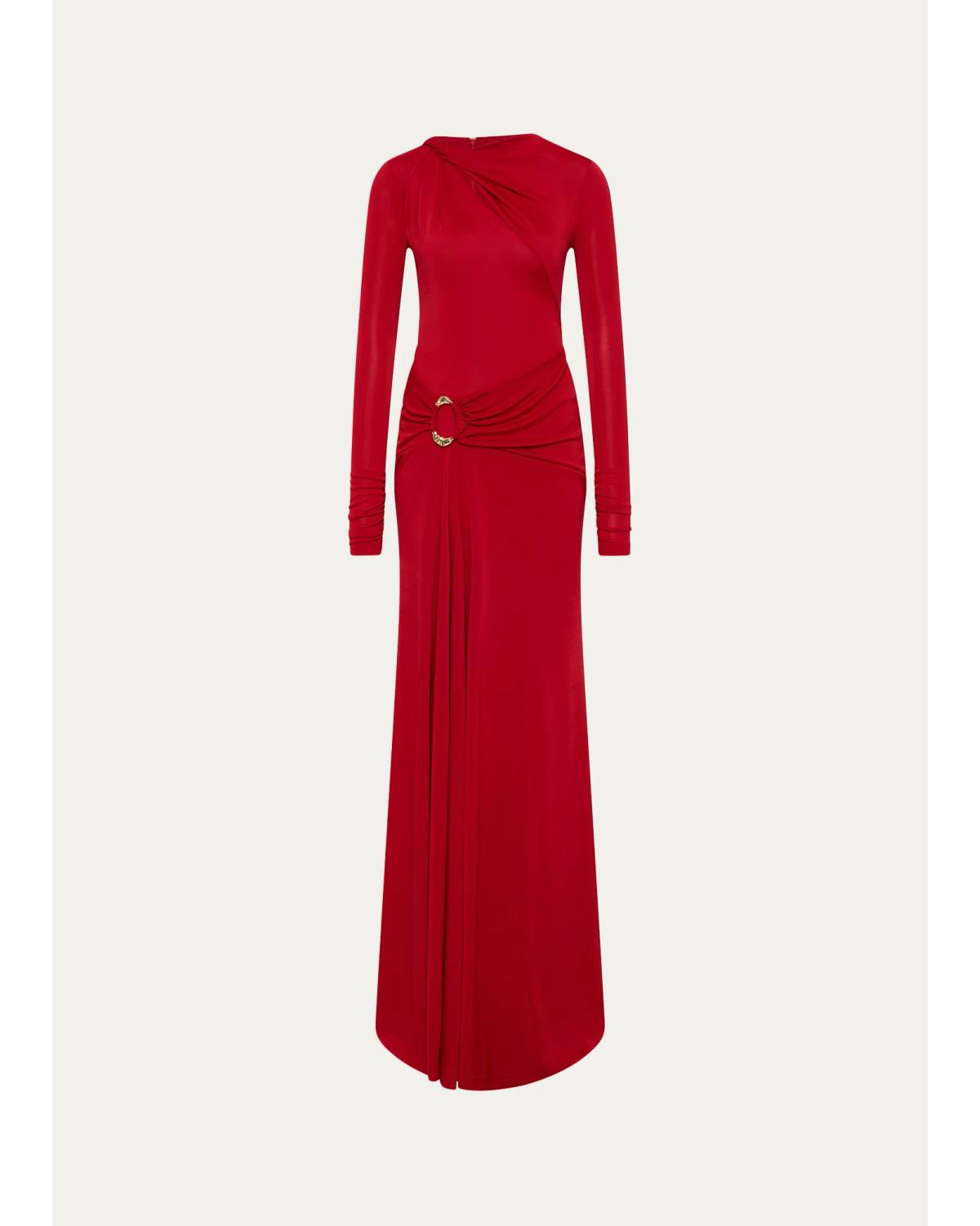 Rebecca Vallance Draped Jersey Maxi Dress In Red