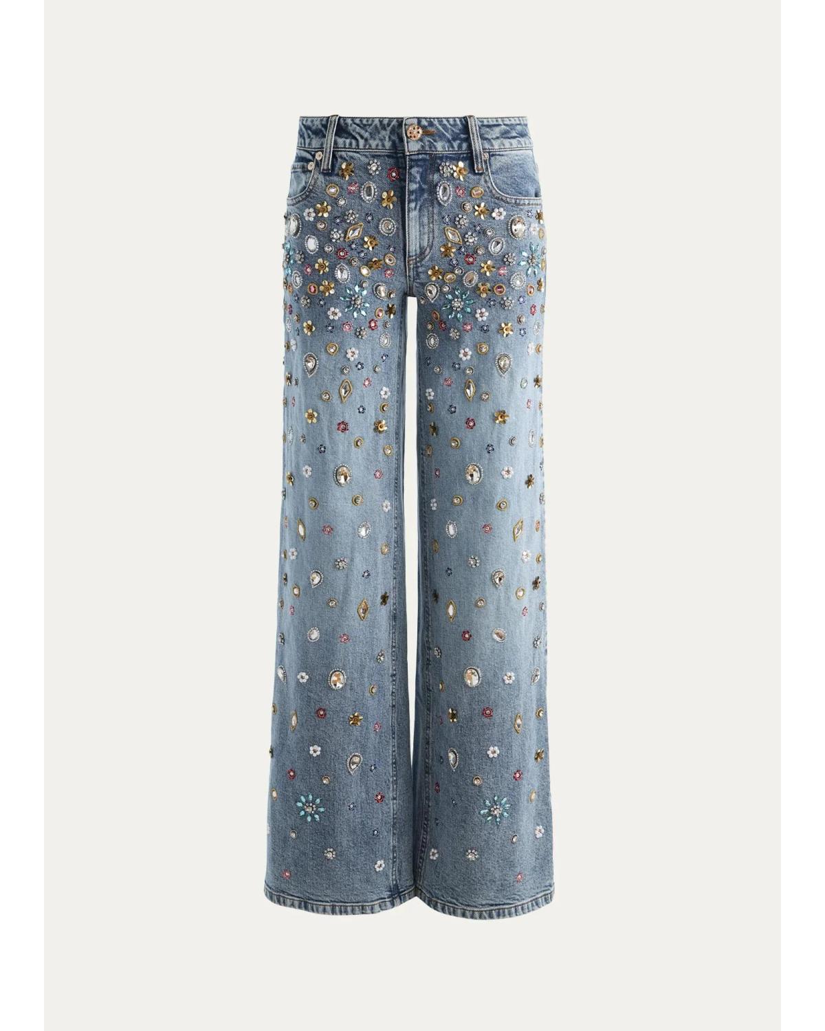 Amazing Embellished Mid-Rise Baggy Jeans