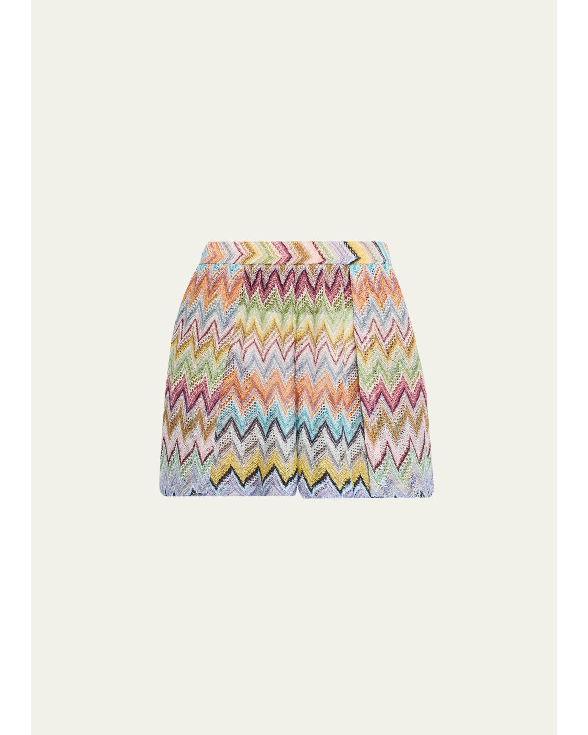 Missoni Zig-zag Lame Shorts Coverup In Multicolor