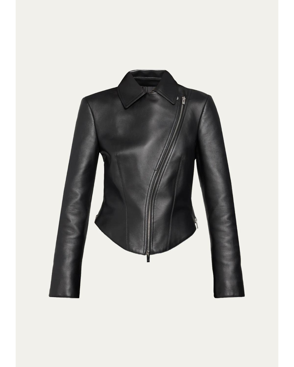Soft Lamb Leather Fitted Biker Jacket
