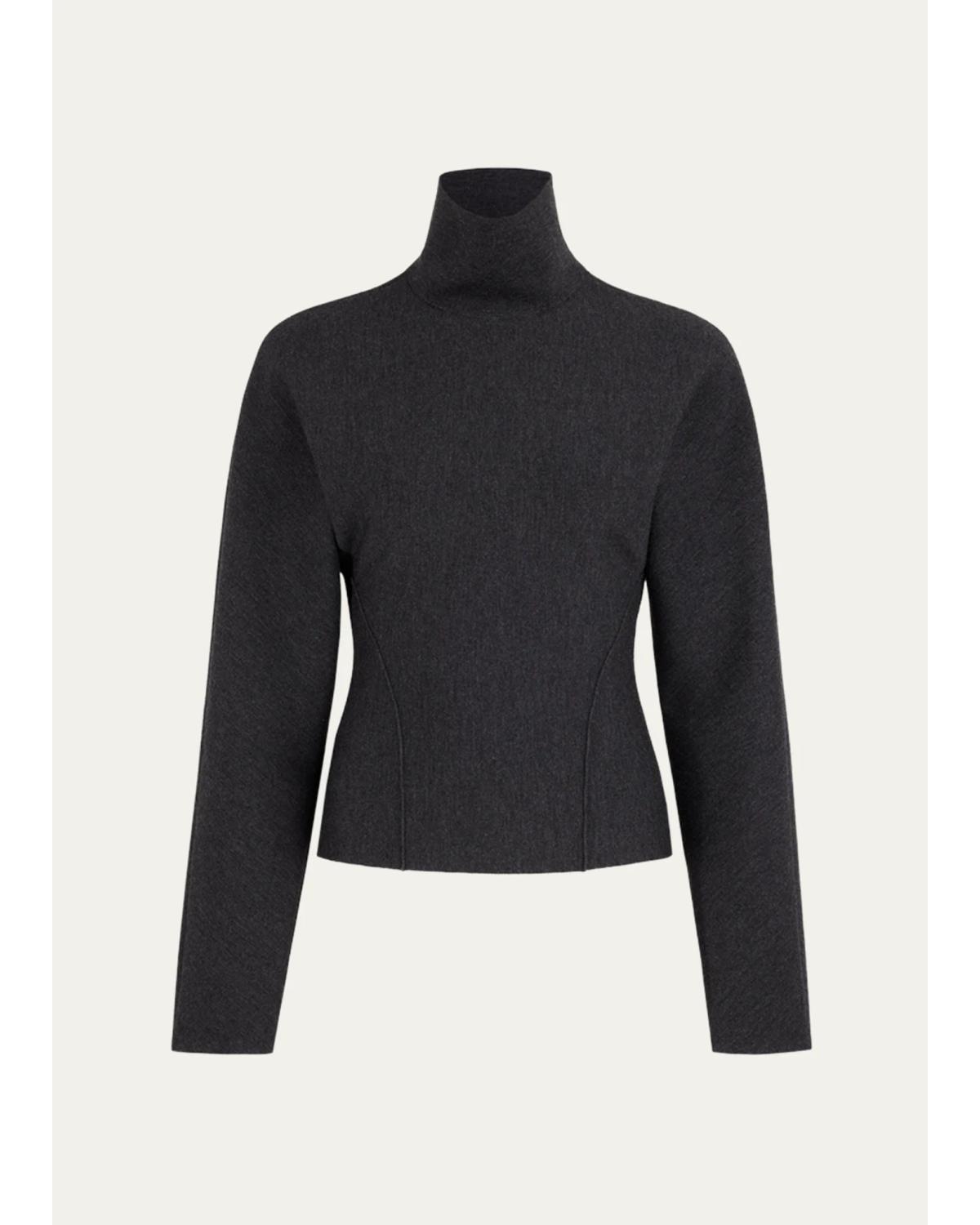 Alaïa Cinched Wool-blend Sweater In Charcoal