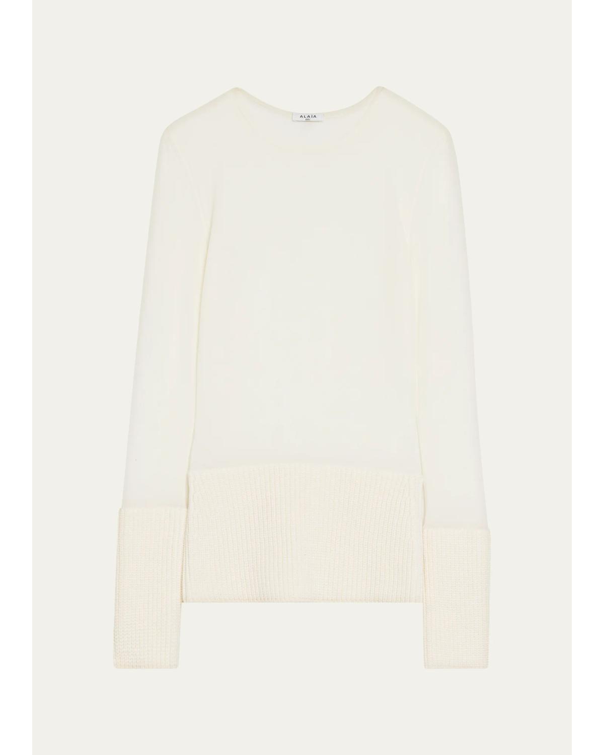 Merino Wool Long-Sleeve Crewneck Top