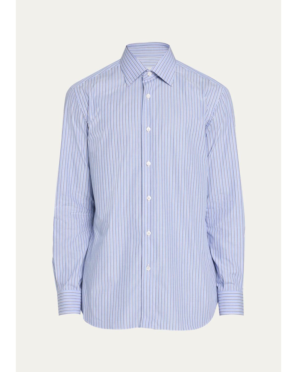 Men'S Cotton Stripe Button-Front Shirt