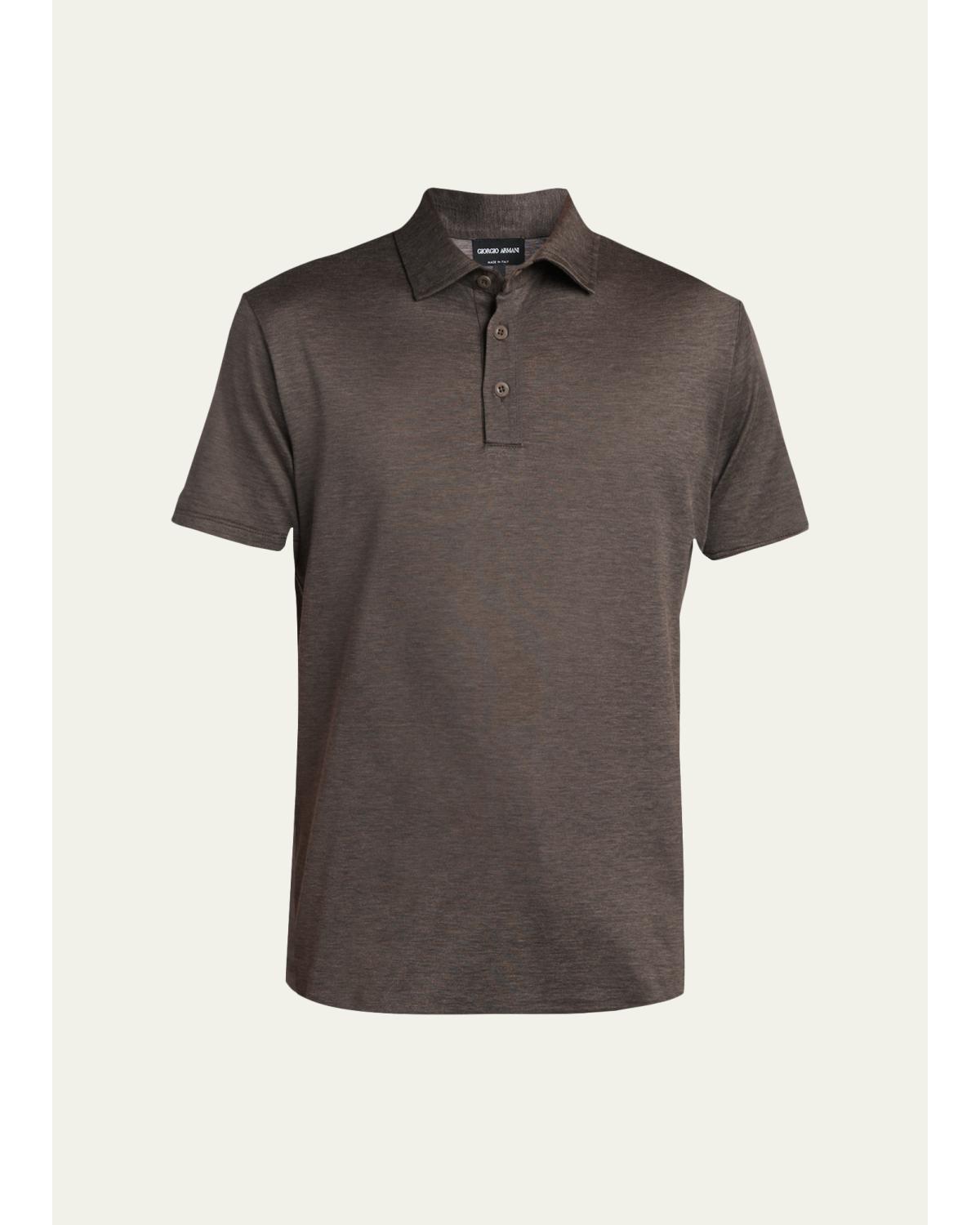 Men'S Silk And Cotton Heathered Polo Shirt