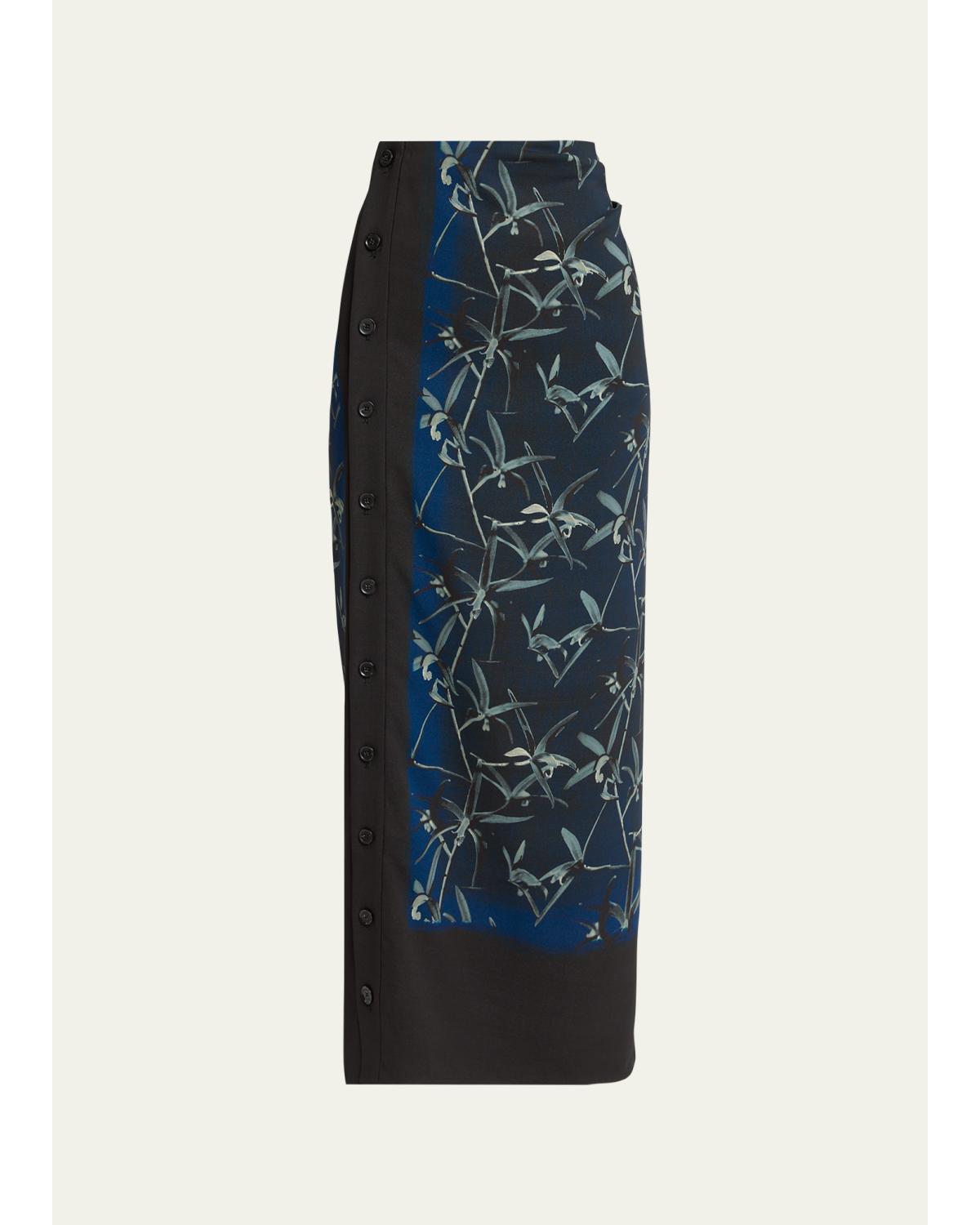 Anais Floral-Print Button-Side Midi