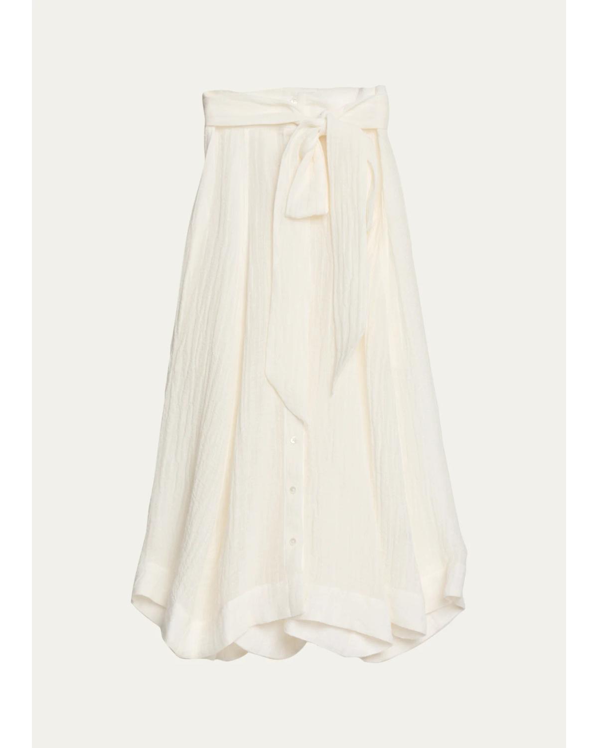 Beach Cotton Gauze Button-Front Midi