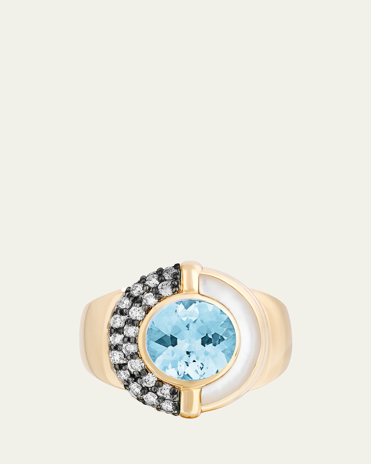 Mason and Books 14K Sugar and Spice Ring with Topaz, Diamonds and Mother-of-Pearl