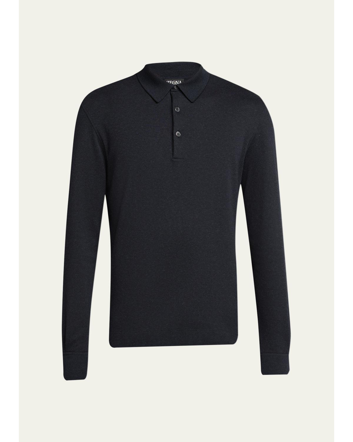 Men'S Cotton Long-Sleeve Polo Shirt