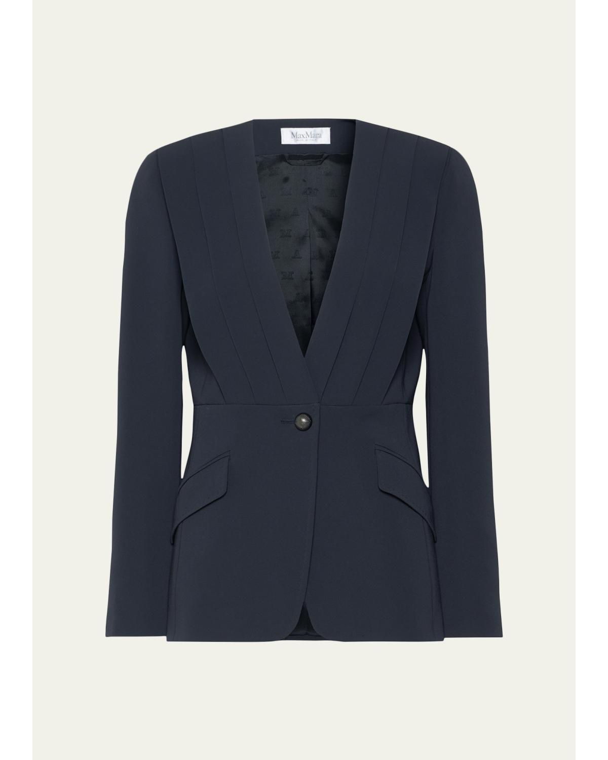 Pleated Single-Breasted Jacket
