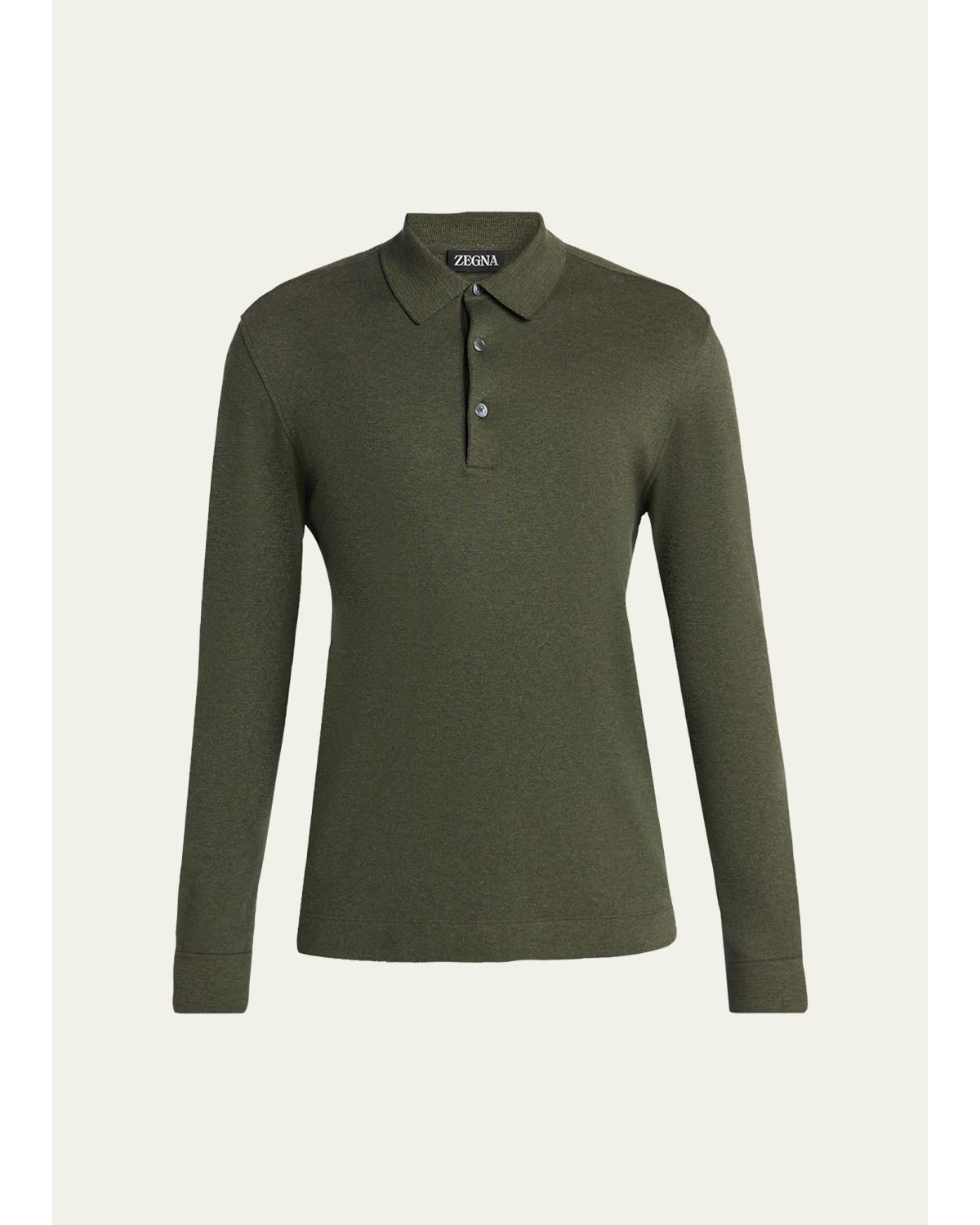 Men'S Cotton Long-Sleeve Polo Shirt
