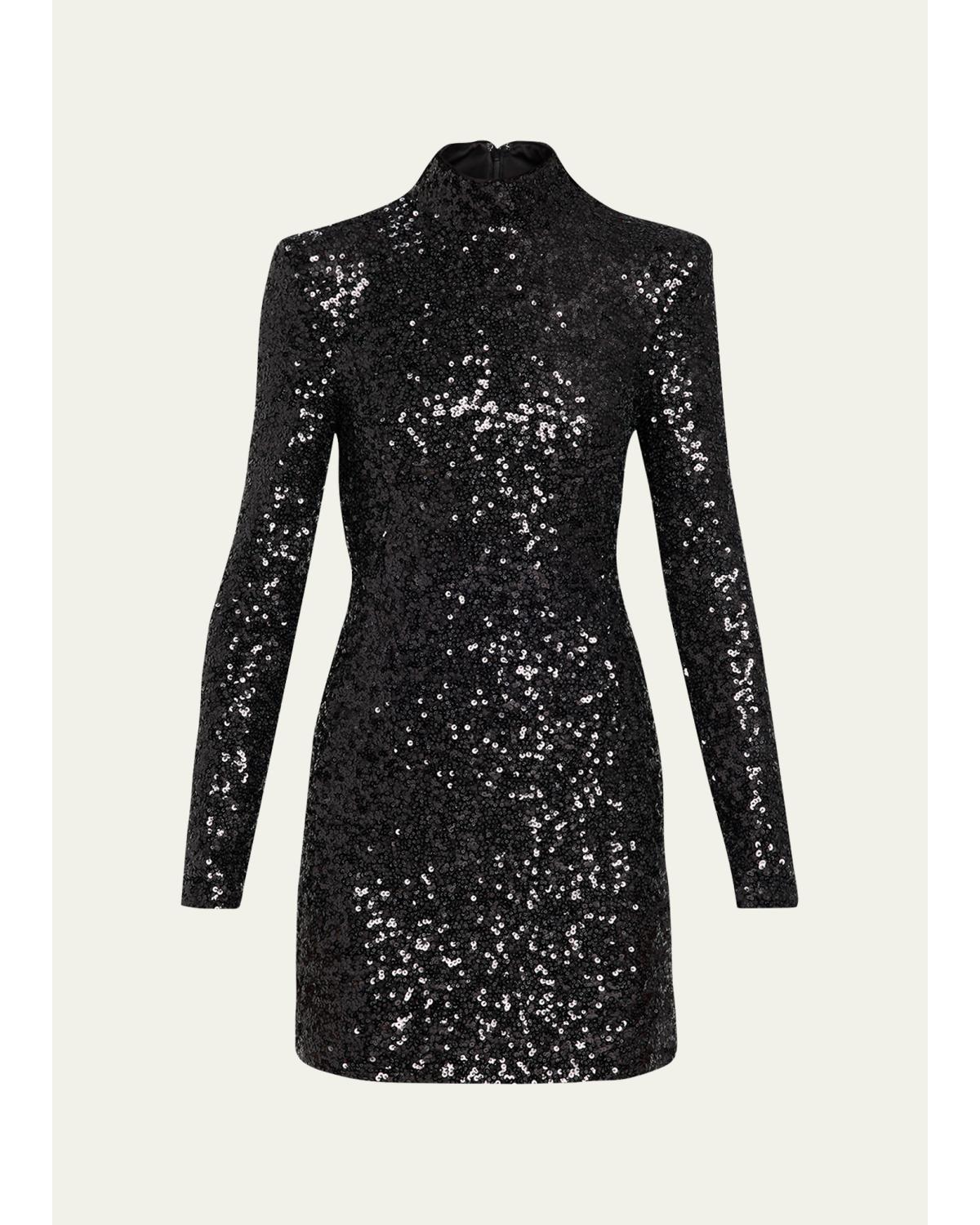 Glory Sequin Mock-Neck Mini Dress