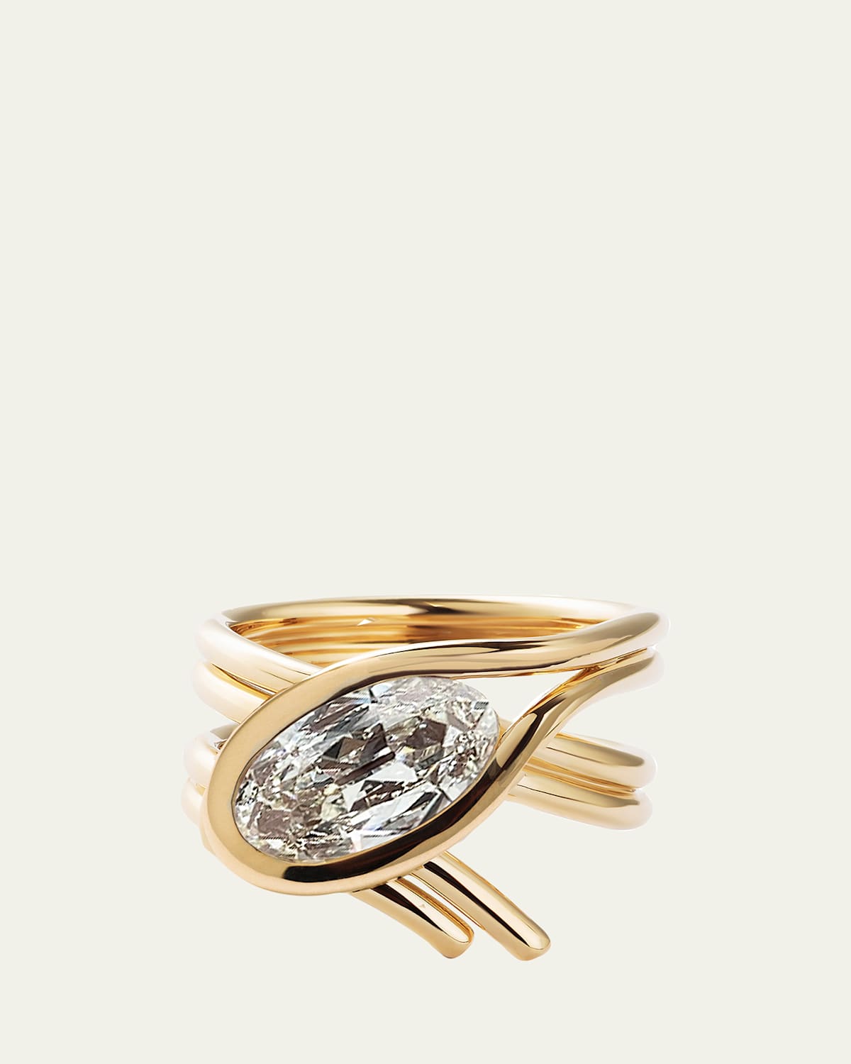 Mason and Books 14K Drapped Lasso Ring with Diamond, Size 7.5