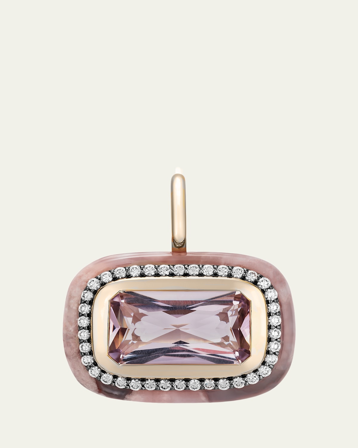 Mason and Books 14K Jumbo Floret Stone Pendant with East-West Rose de France, Agate and Diamonds