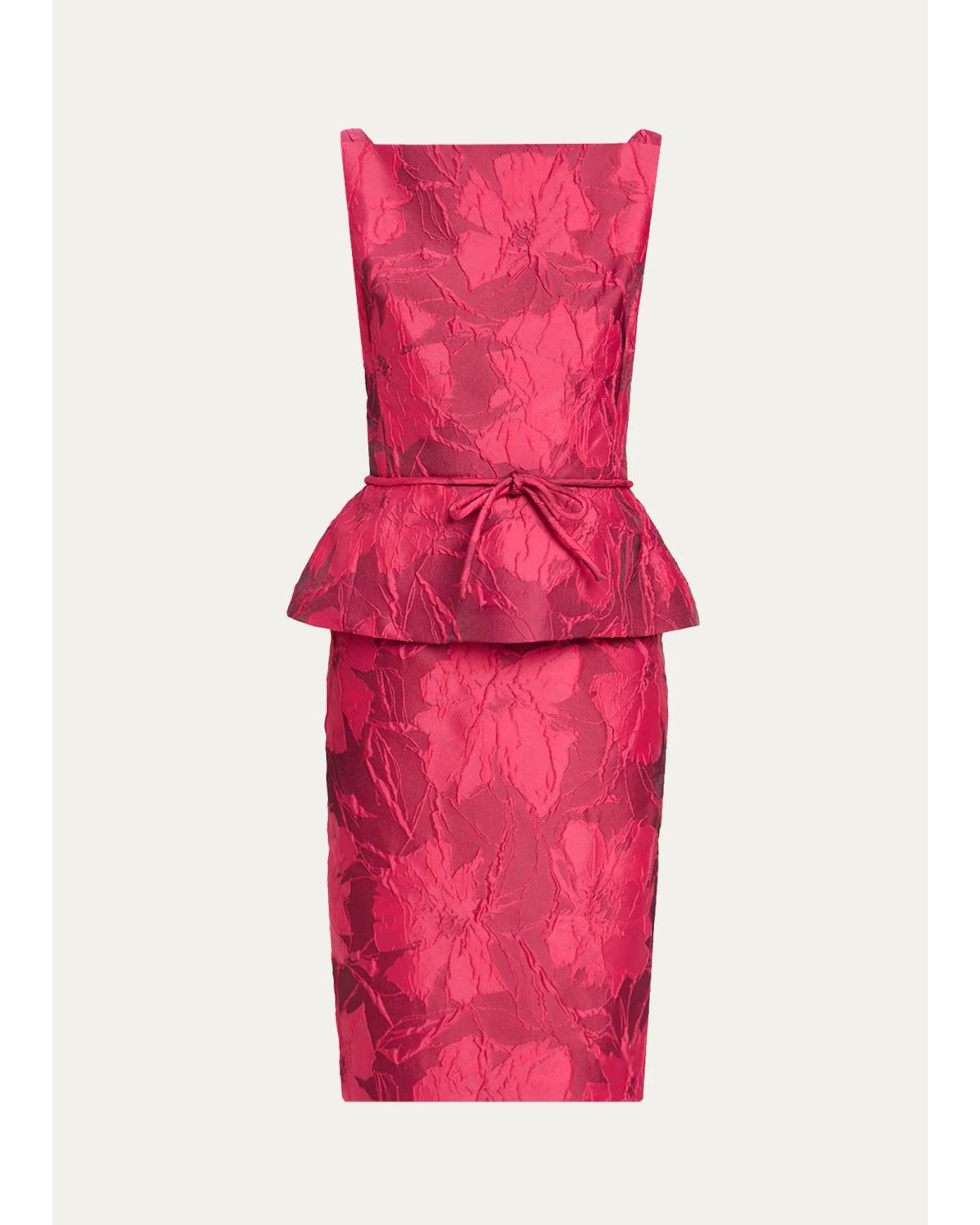 Rickie Freeman For Teri Jon Peplum Cocktail Dress In Pink