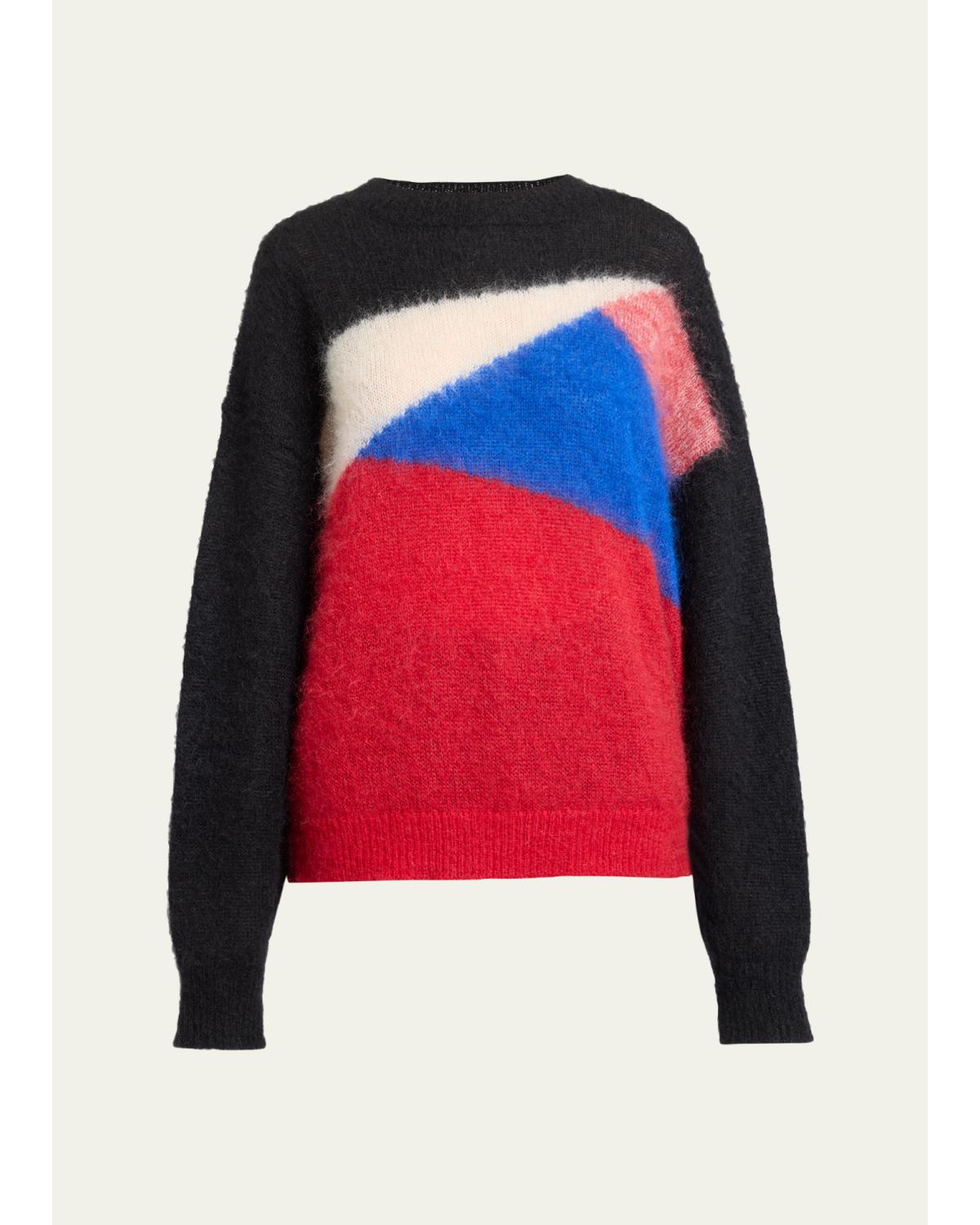 Leoncia Colorblock Mohair-Wool Oversized Sweater