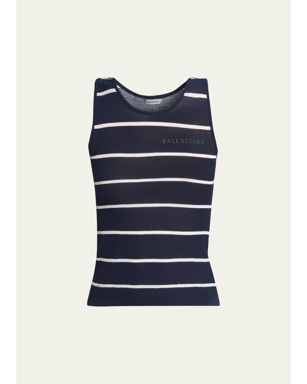 Striped Cotton Knit Tank Top