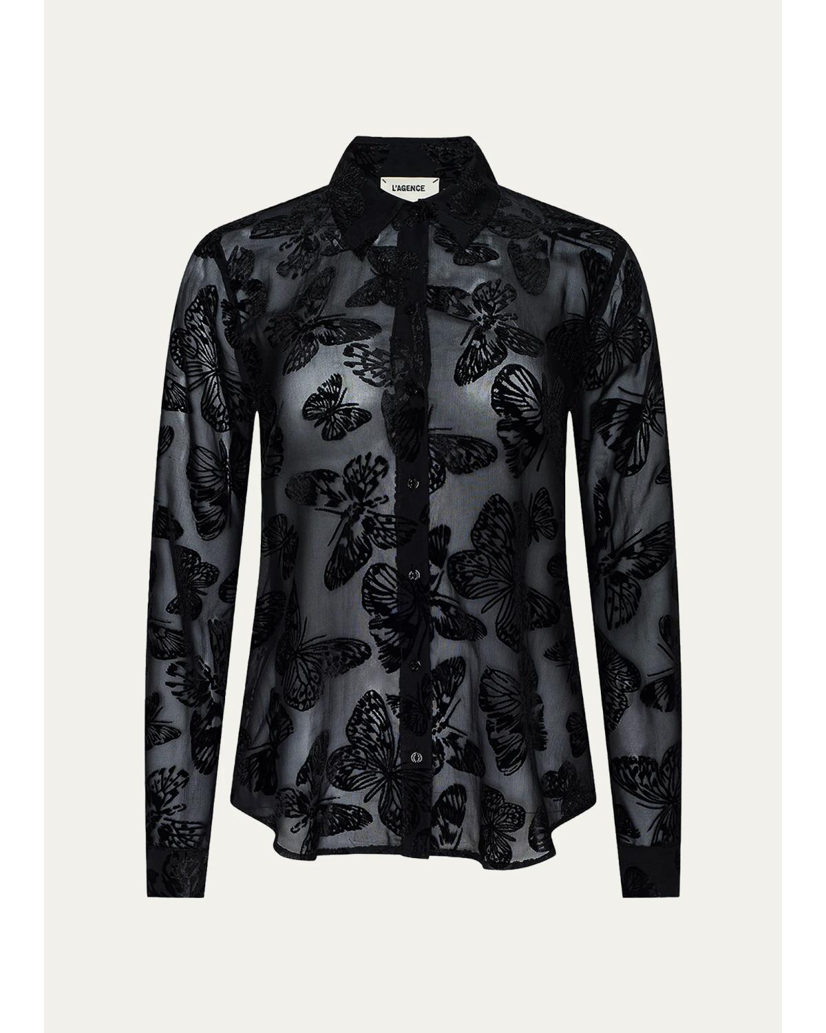 Laurent Burnout Velvet Blouse