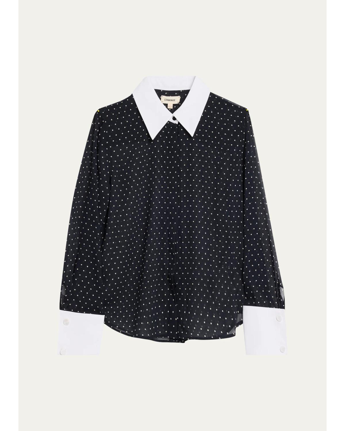 Sona Polka-Dot Chiffon Blouse
