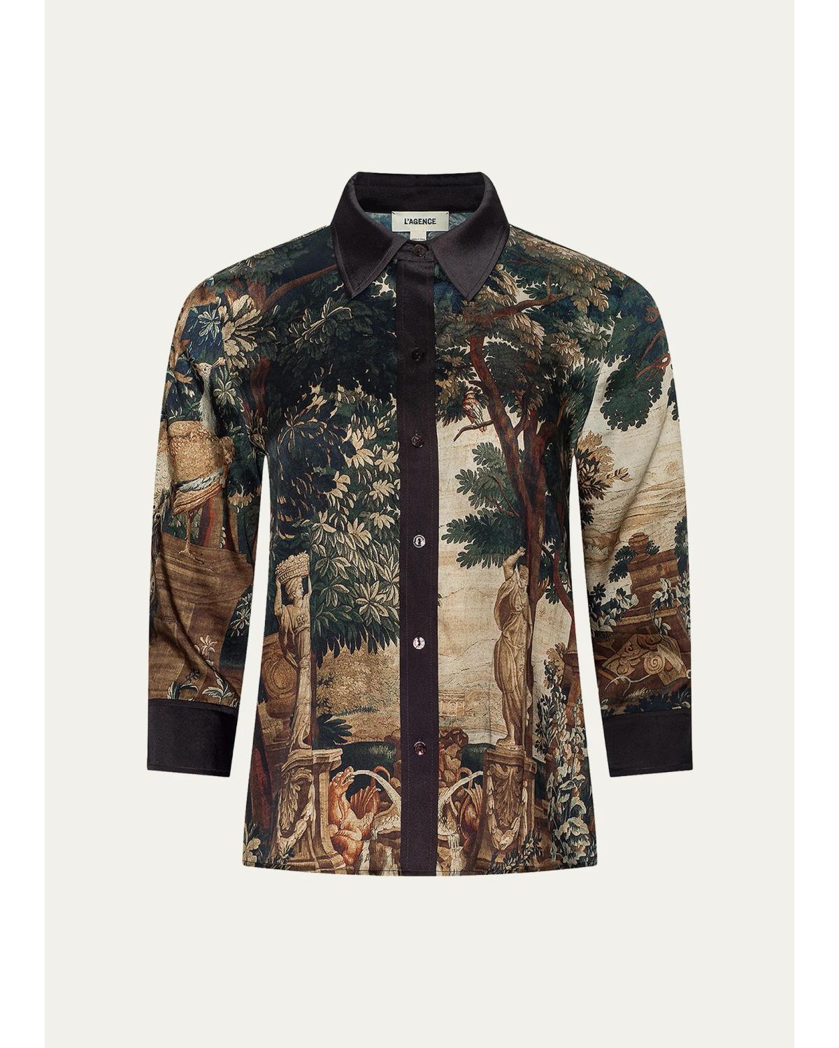 Eulalie Placement Print Blouse