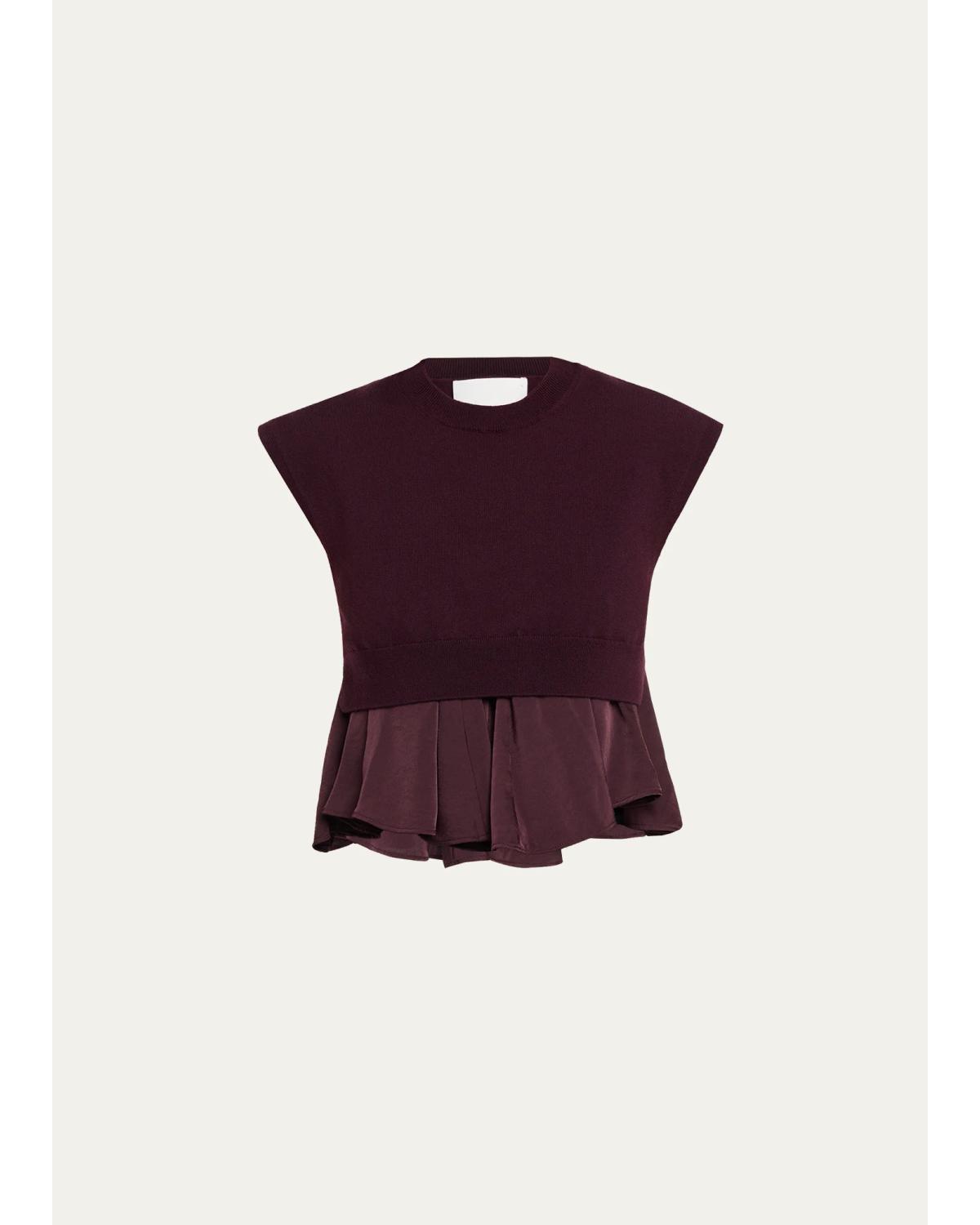 Combo Merino Wool-Blend Peplum Top