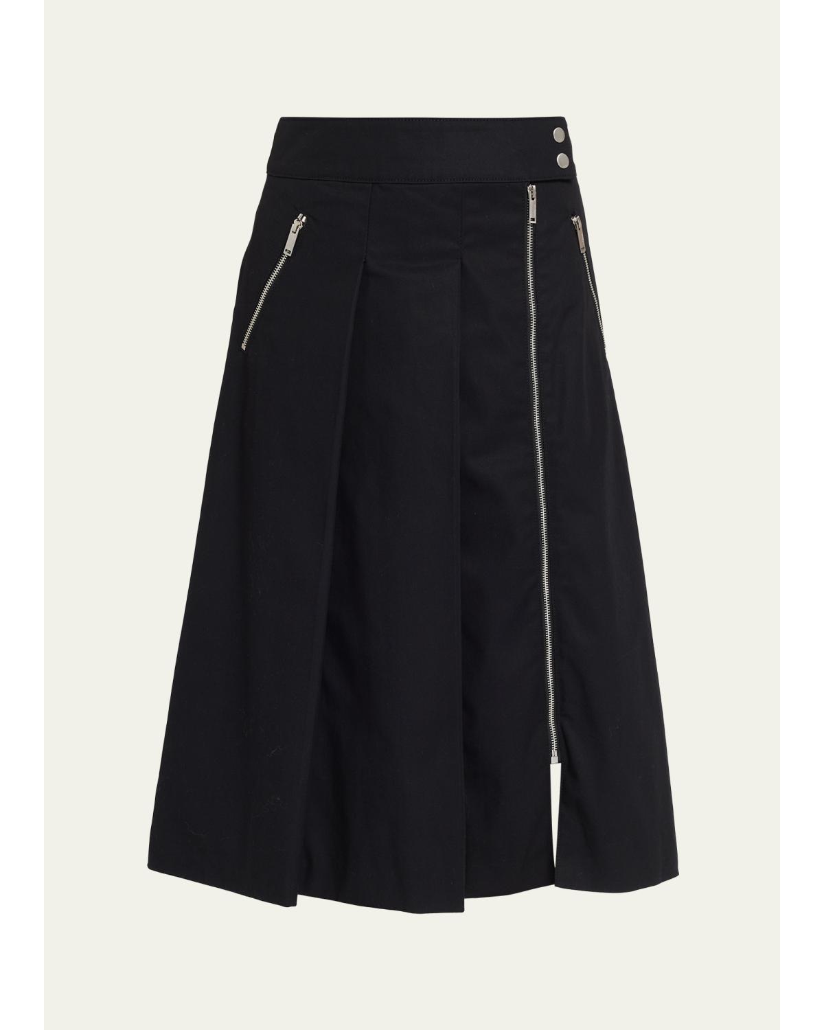 Pleated Utility Midi Skirt