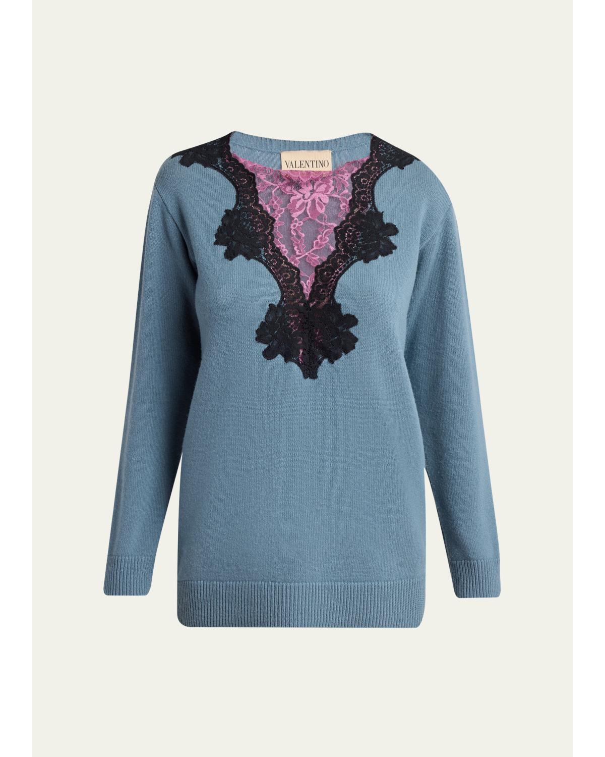 Lace-Inset Sweater