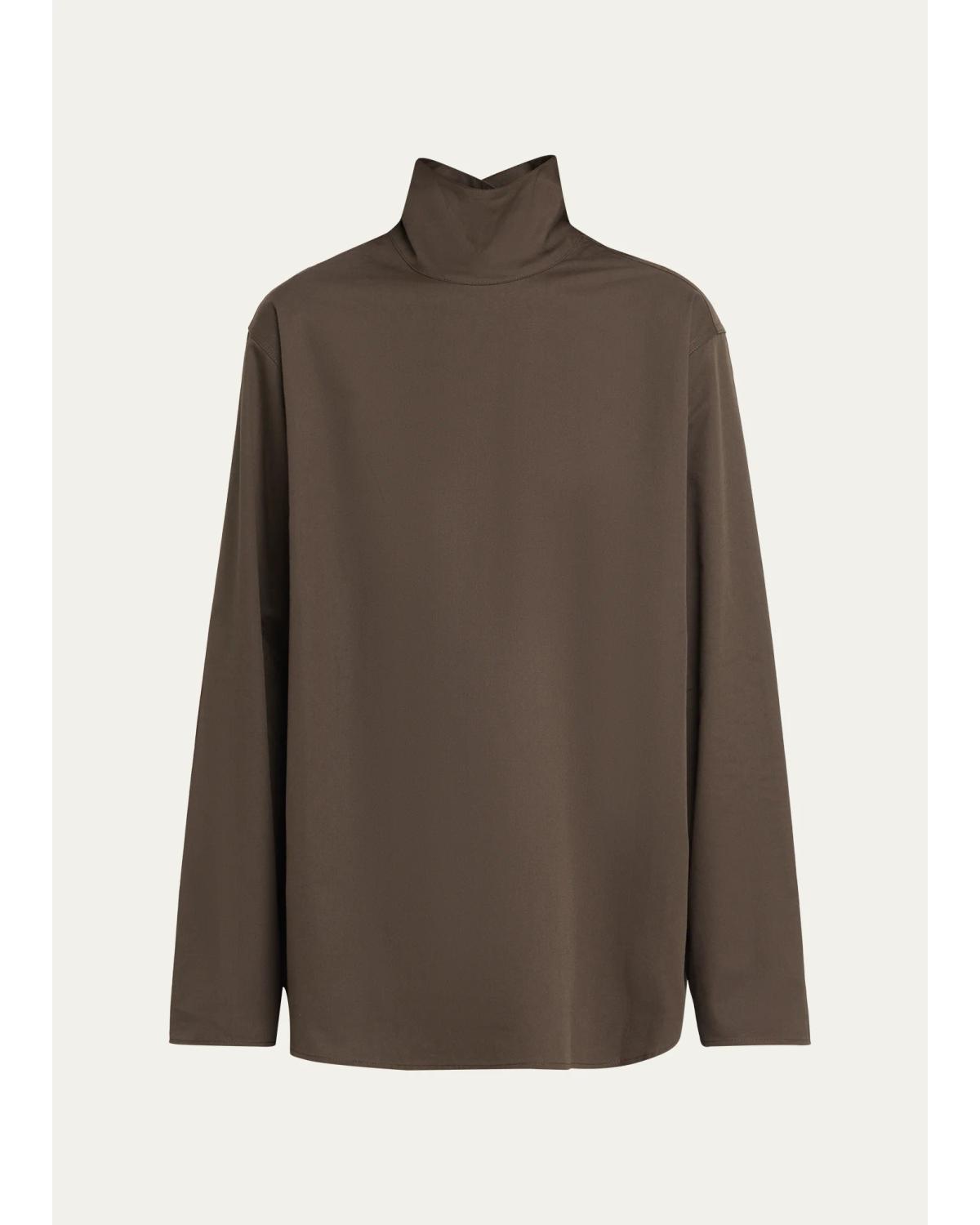 Turtleneck Cotton-Silk Shirt