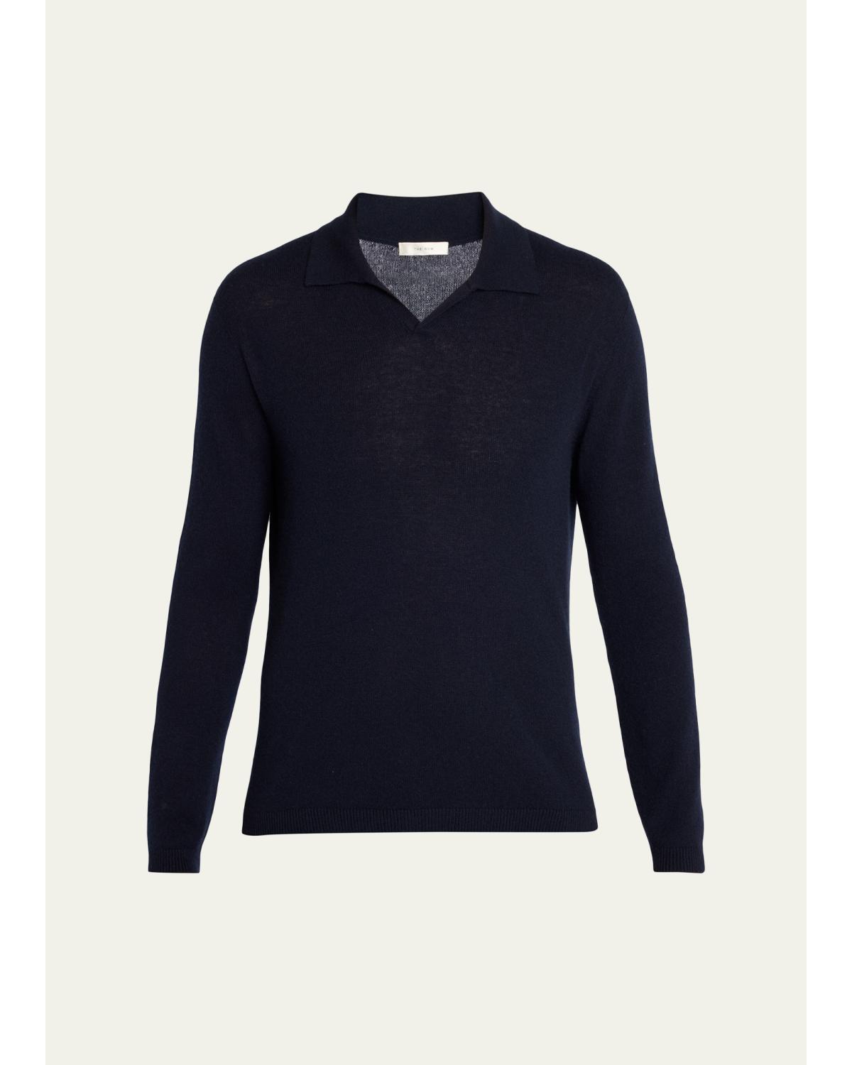 Men'S Ripley Cashmere Long-Sleeve Polo Sweater