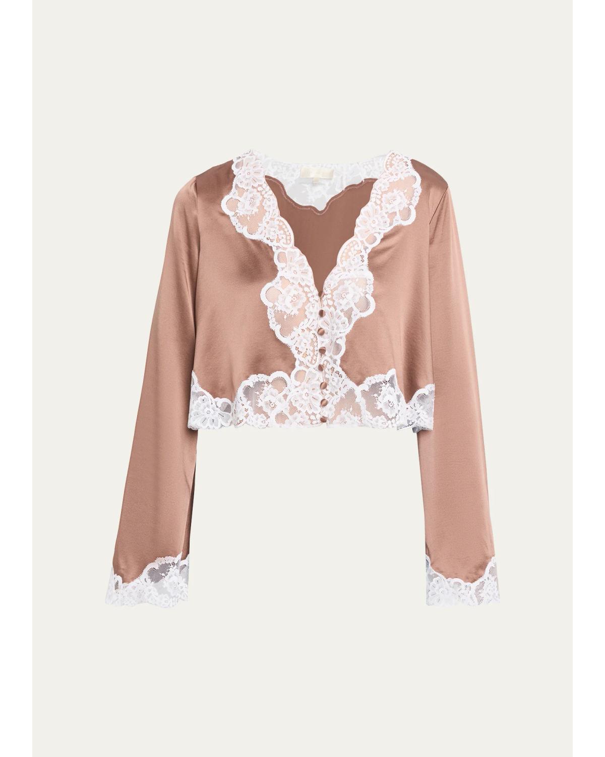 Elarine Lace-Trim Cropped Top